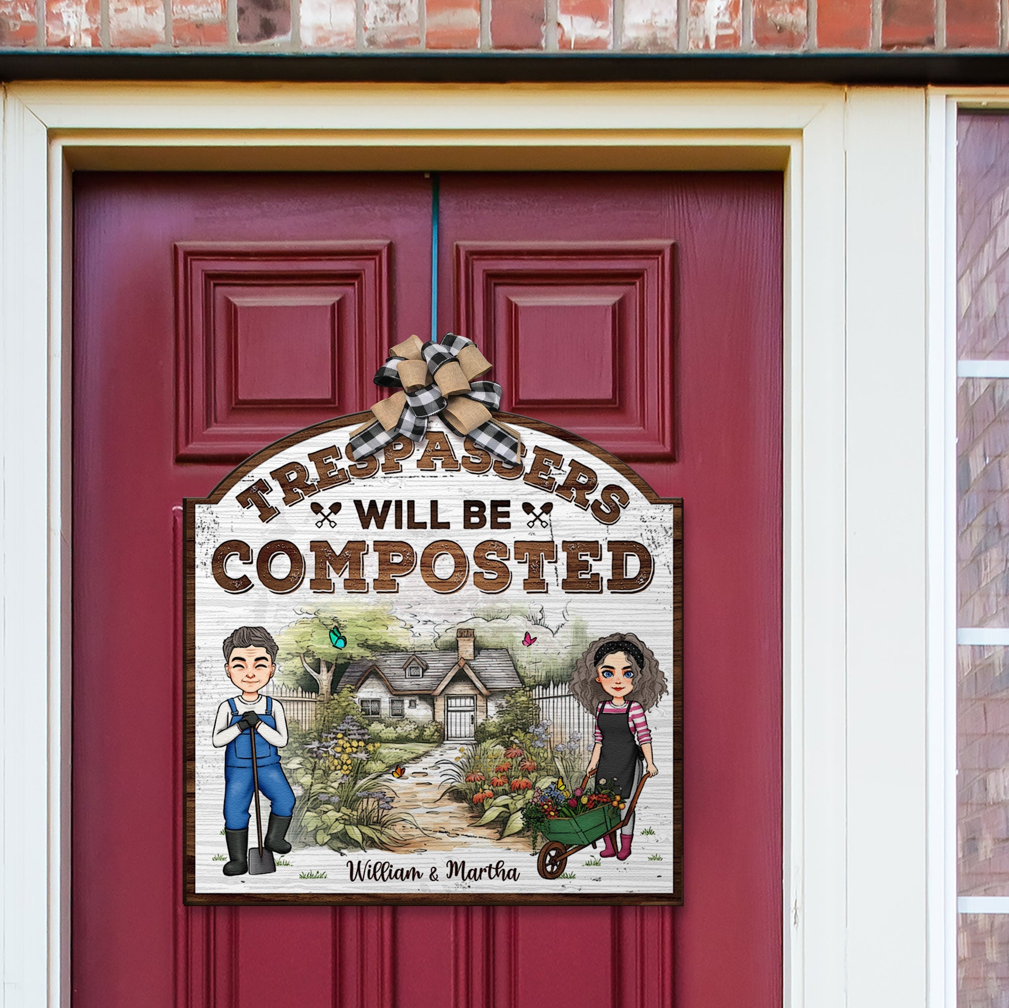 Trespassers Will Be Composted - Personalized Custom Shaped Wood Sign