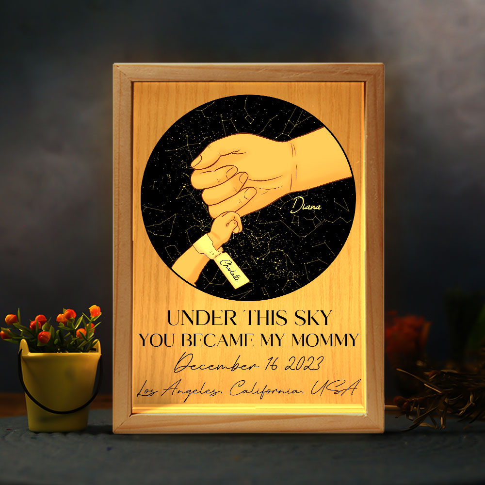 Under This Sky You Became My Mommy 1St Mother's Day - Personalized Frame Light Box