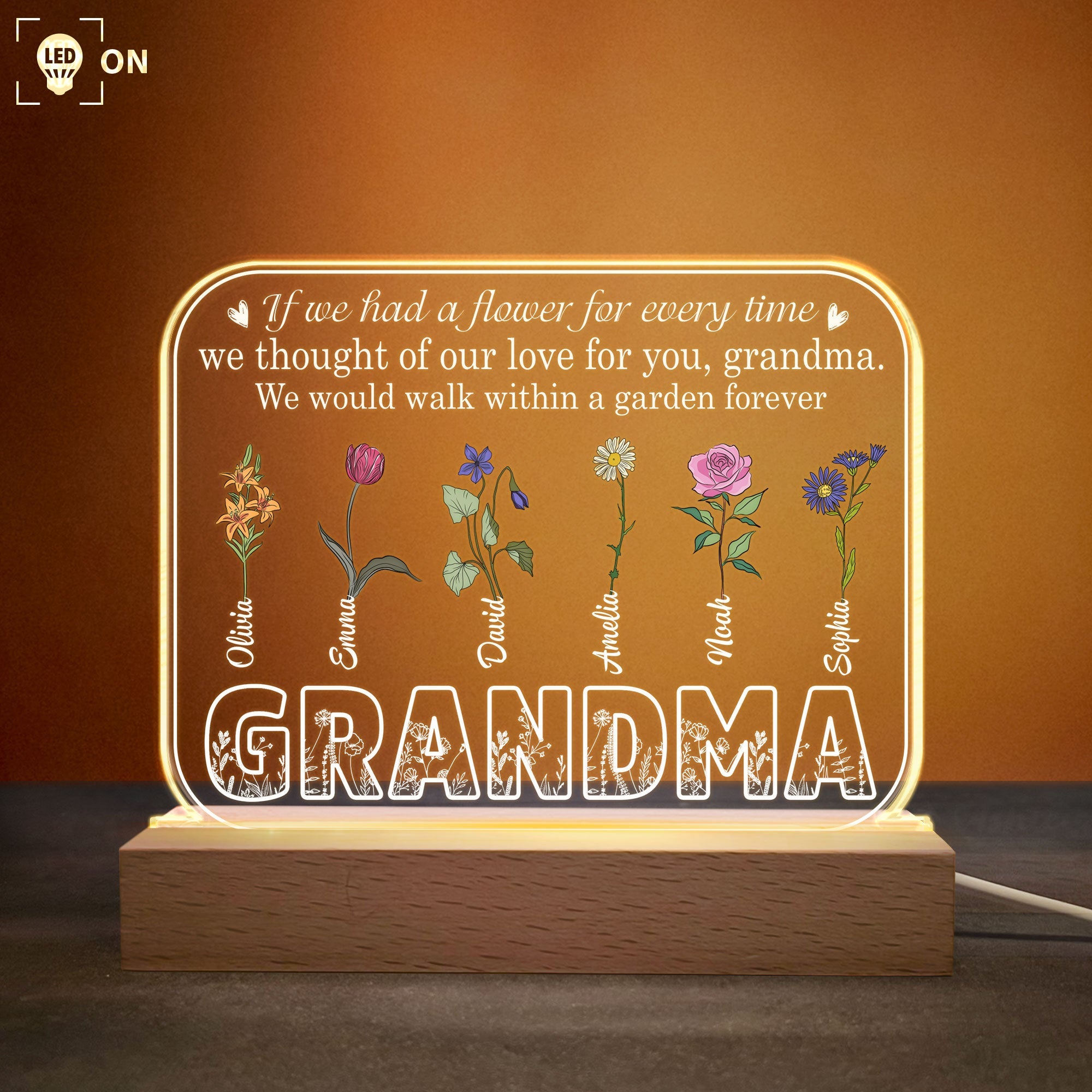 Walk Within A Garden Forever - Personalized 3D LED Light Wooden Base