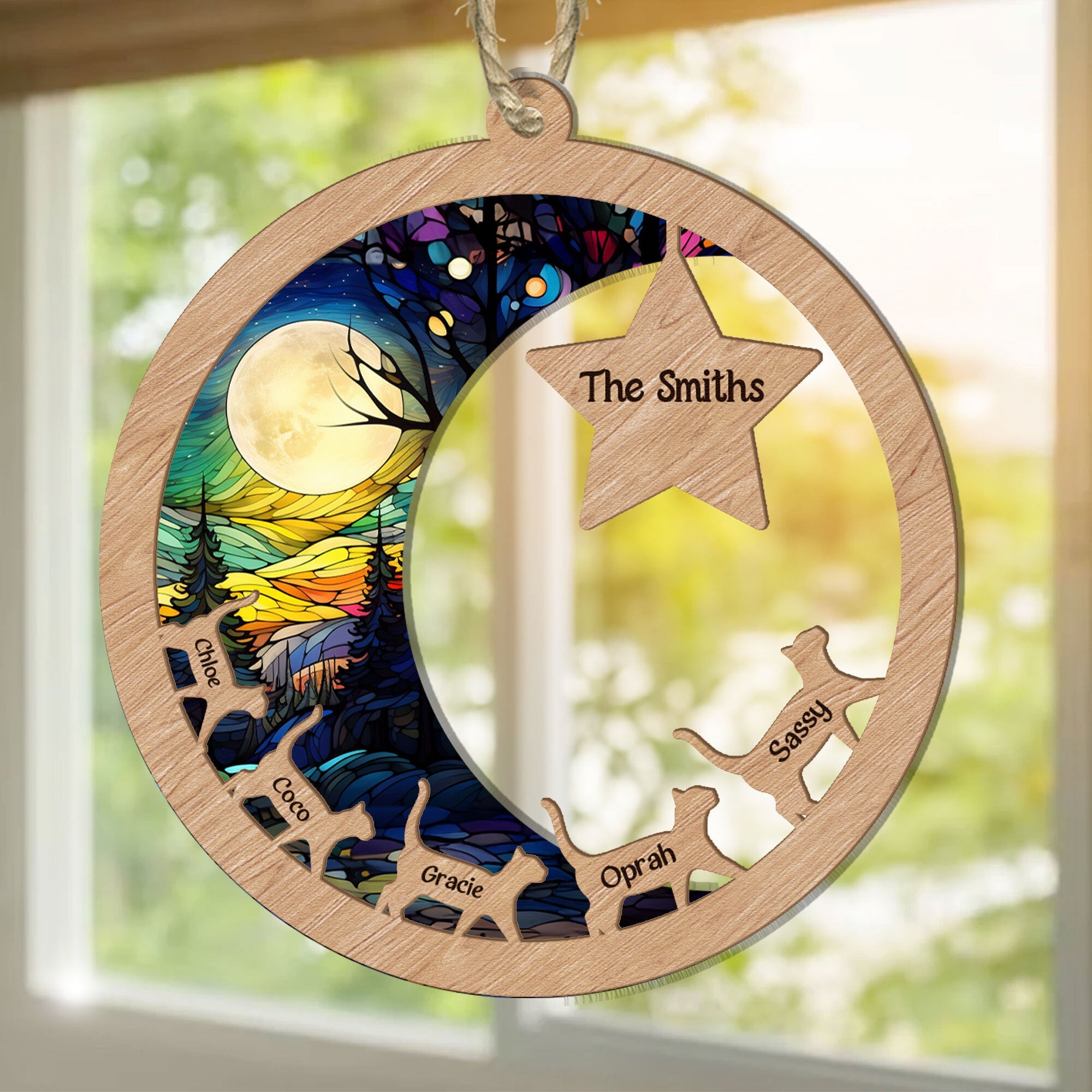 Walking Cats - Personalized Suncatcher Ornament