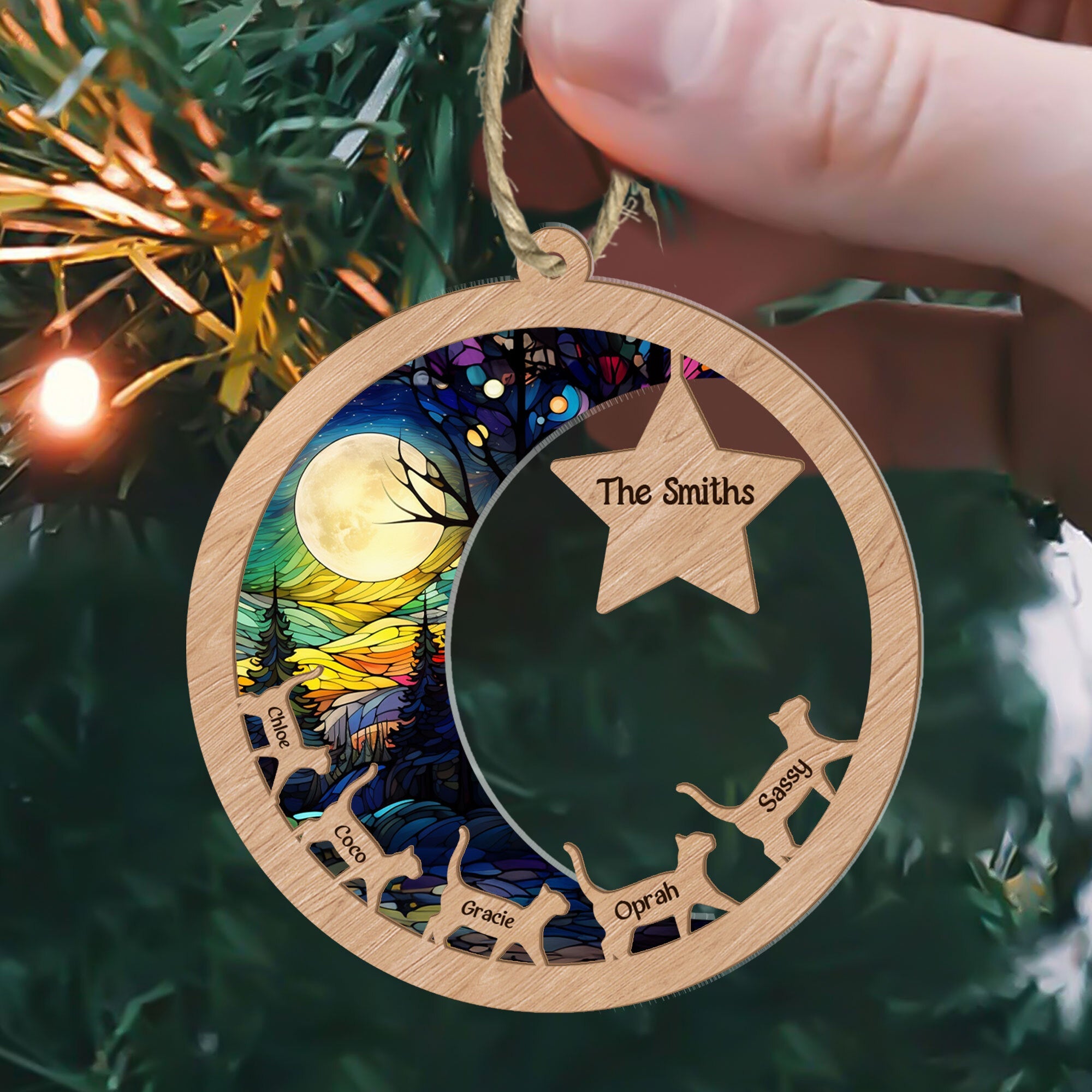 Walking Cats - Personalized Suncatcher Ornament