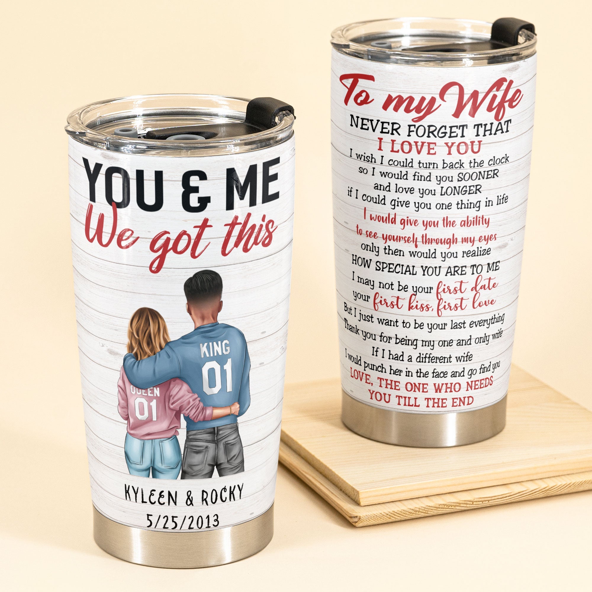 Want To Be Your Last Everything - Personalized Tumbler Cup - Couple Shoulder To Shoulder