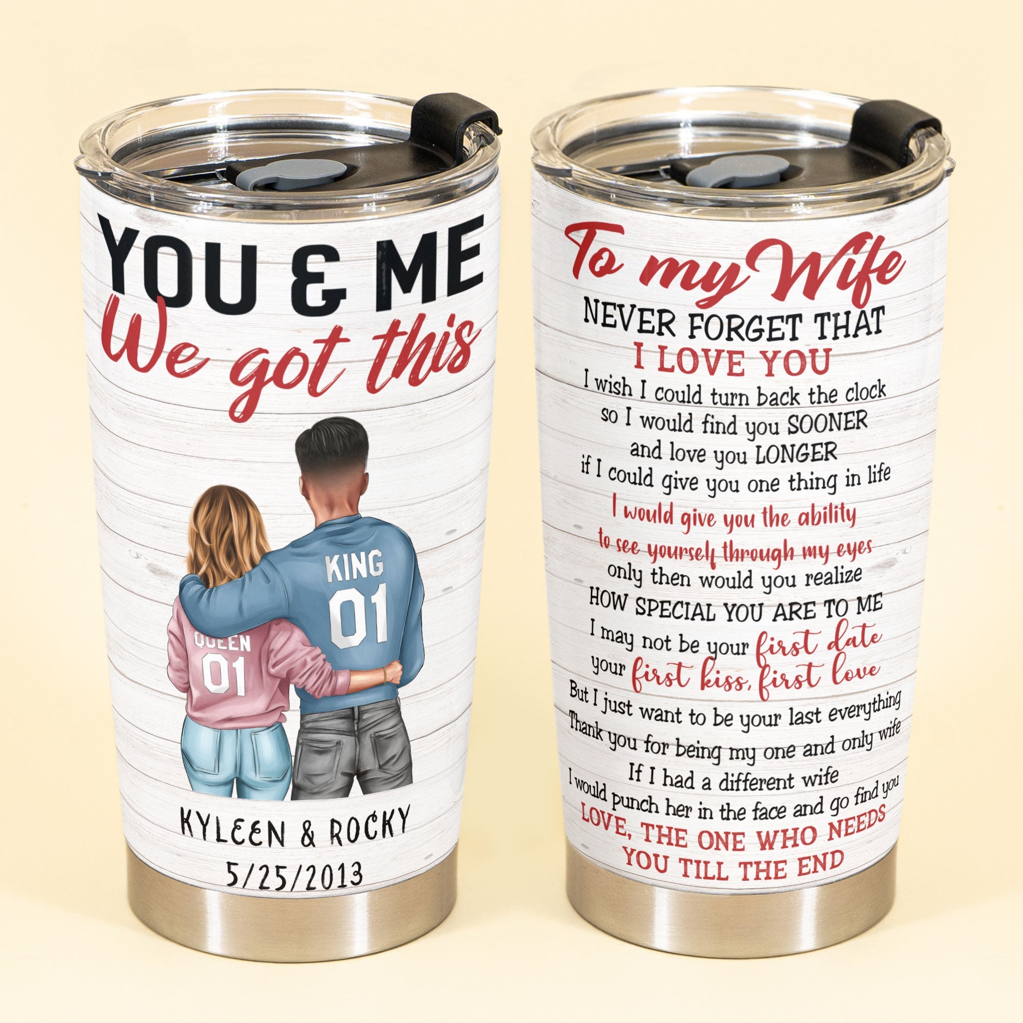 Want To Be Your Last Everything - Personalized Tumbler Cup - Couple Shoulder To Shoulder