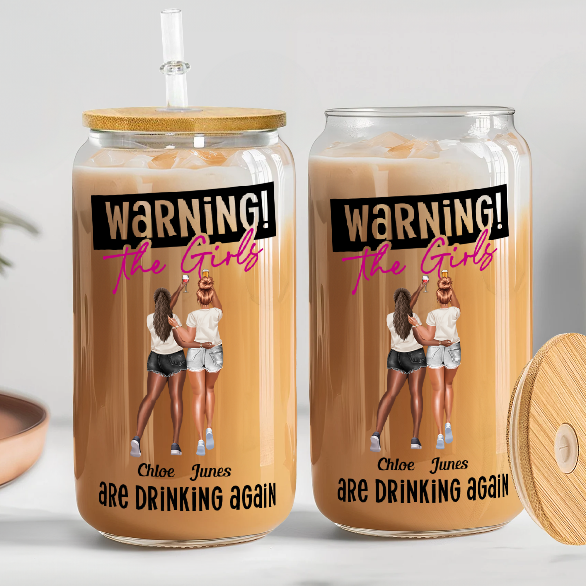 Warning The Girls Are Drinking Again - Personalized Clear Glass Cup