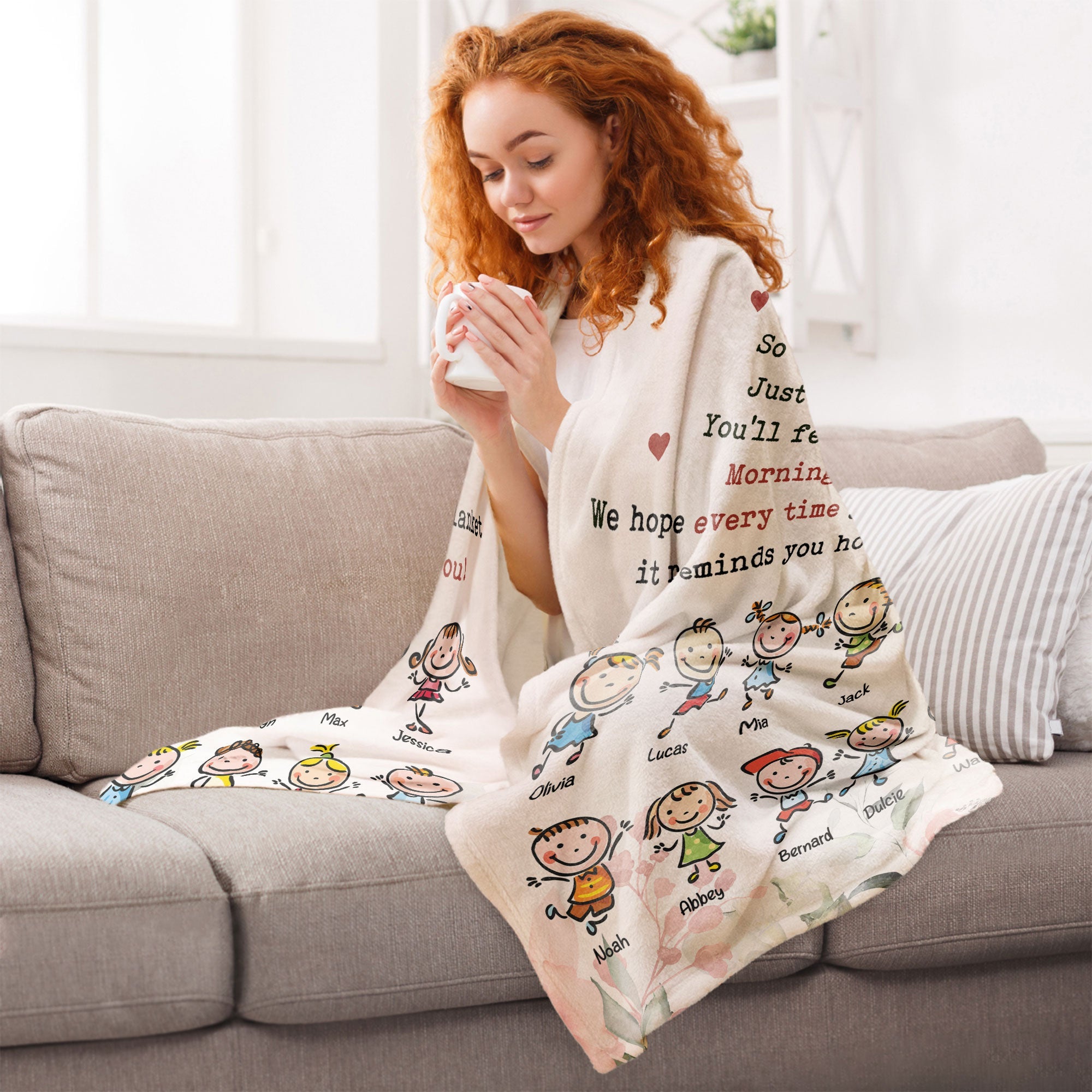 We Hugged This Little Blanket - Up To 14 Kids - Personalized Blanket