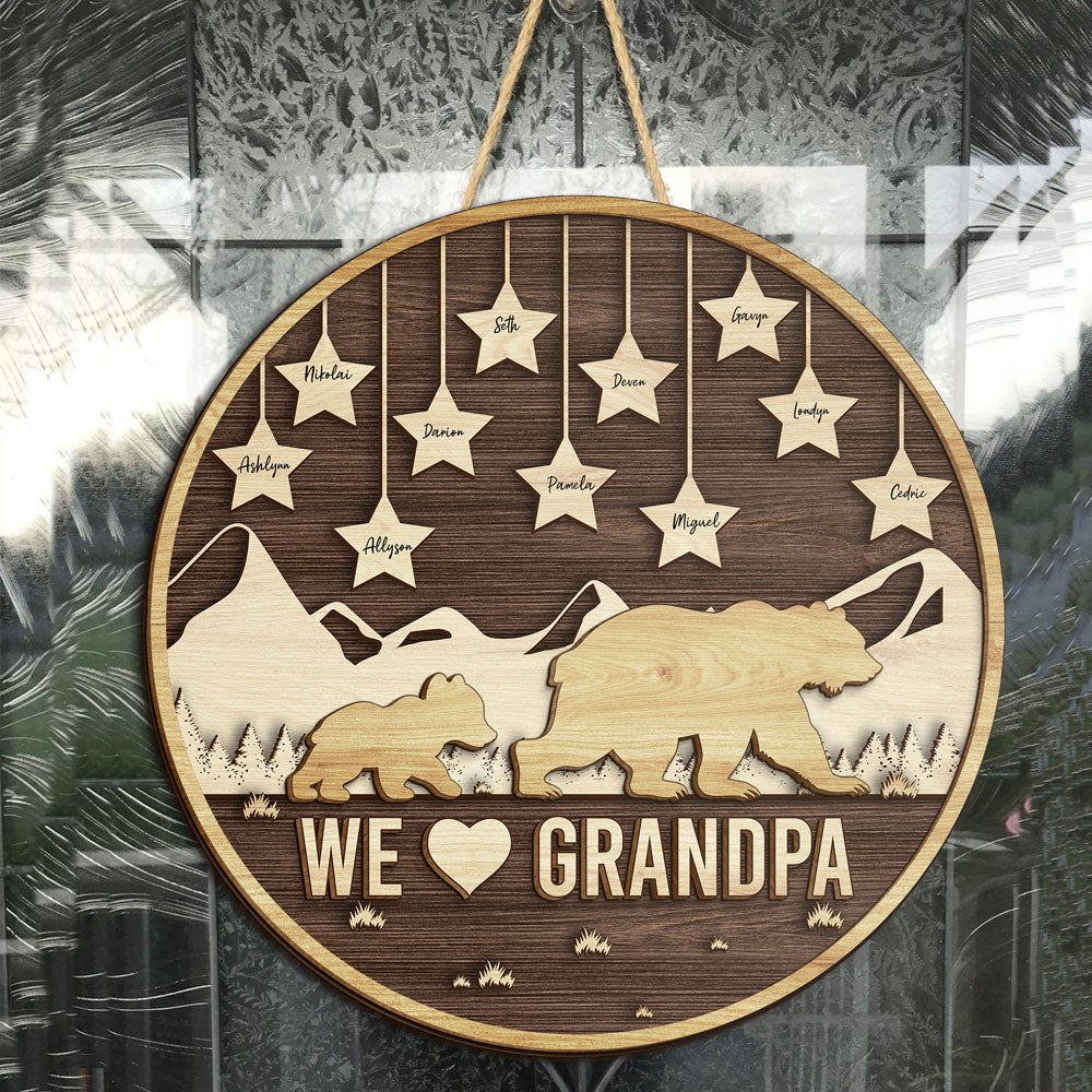 We Love Grandpa - Personalized 2 Layers Wood Sign