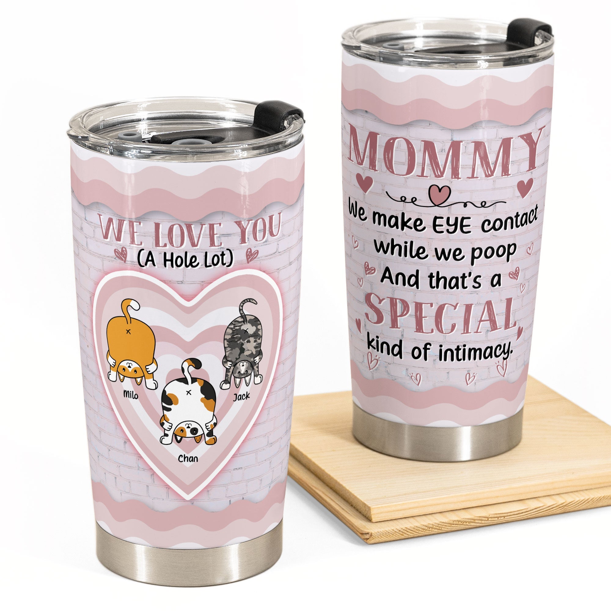 We Love You A Hole Lot - Personalized Tumbler Cup - Birthday, Funny Gift For Cat Mom, Cat Lovers