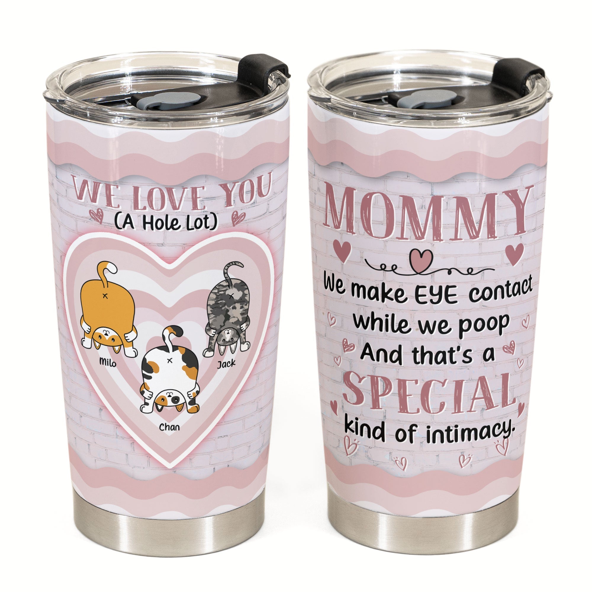 We Love You A Hole Lot - Personalized Tumbler Cup - Birthday, Funny Gift For Cat Mom, Cat Lovers