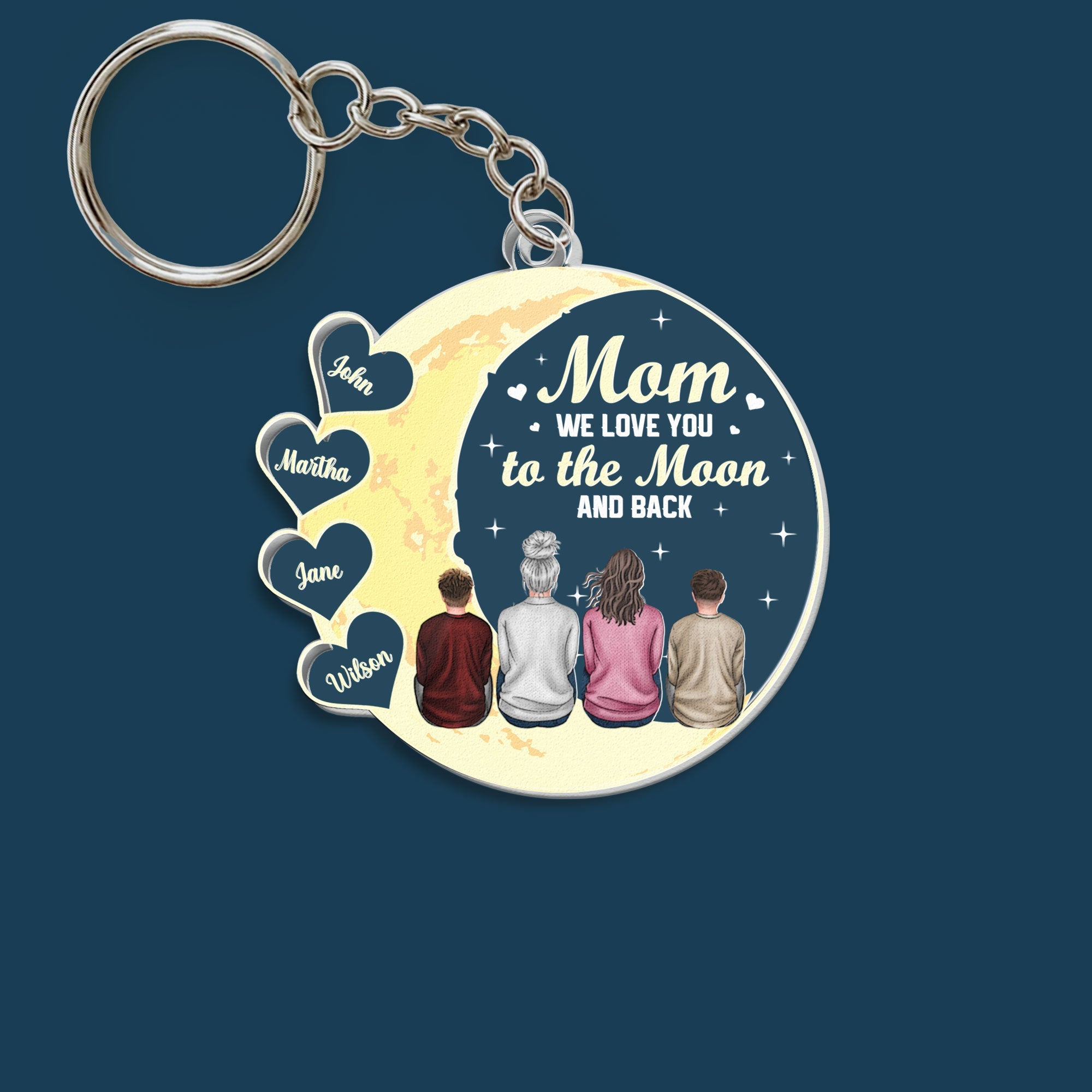 We Love You To The Moon And Back - Personalized Acrylic Keychain