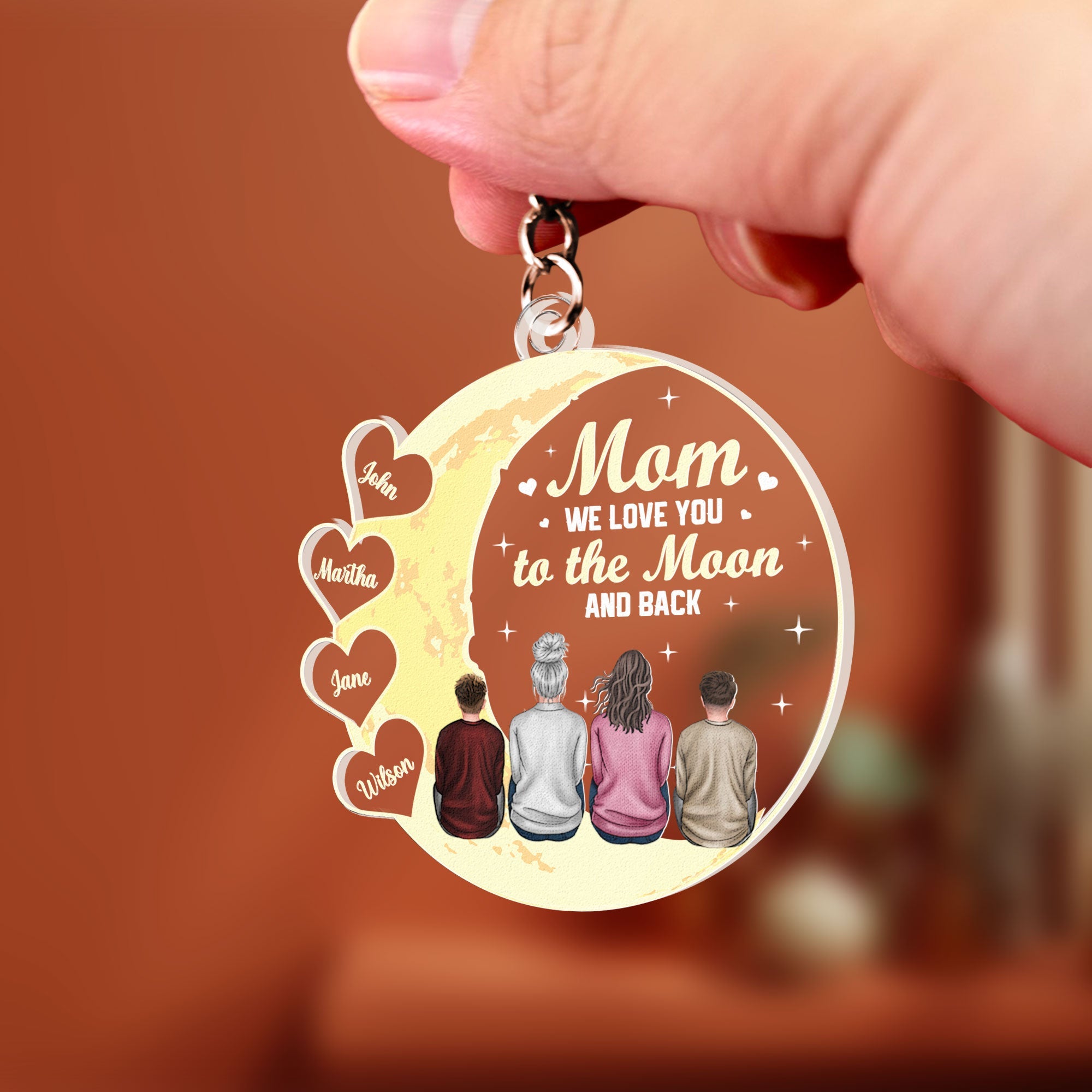 We Love You To The Moon And Back - Personalized Acrylic Keychain