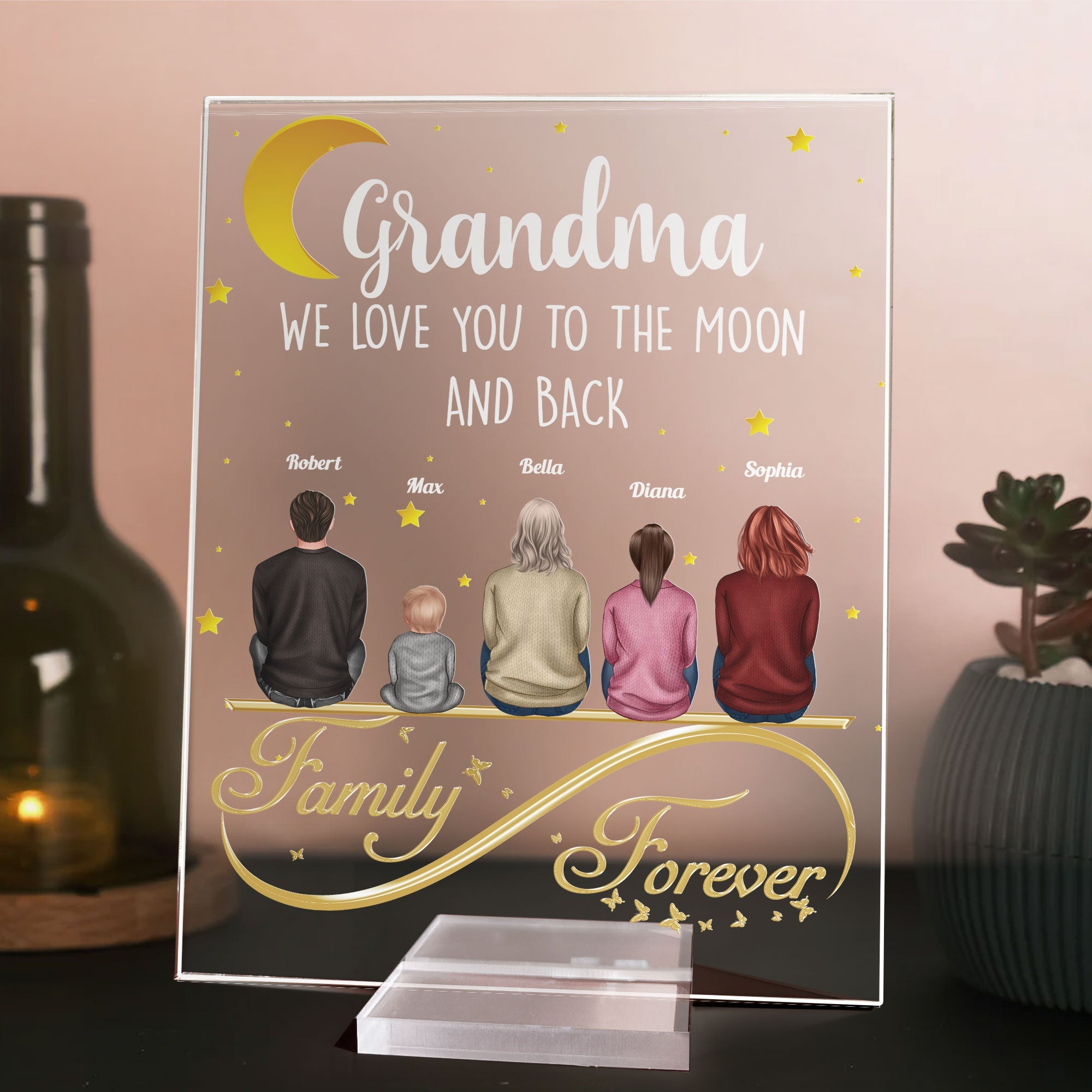 We Love You To The Moon And Back - Personalized Acrylic Plaque