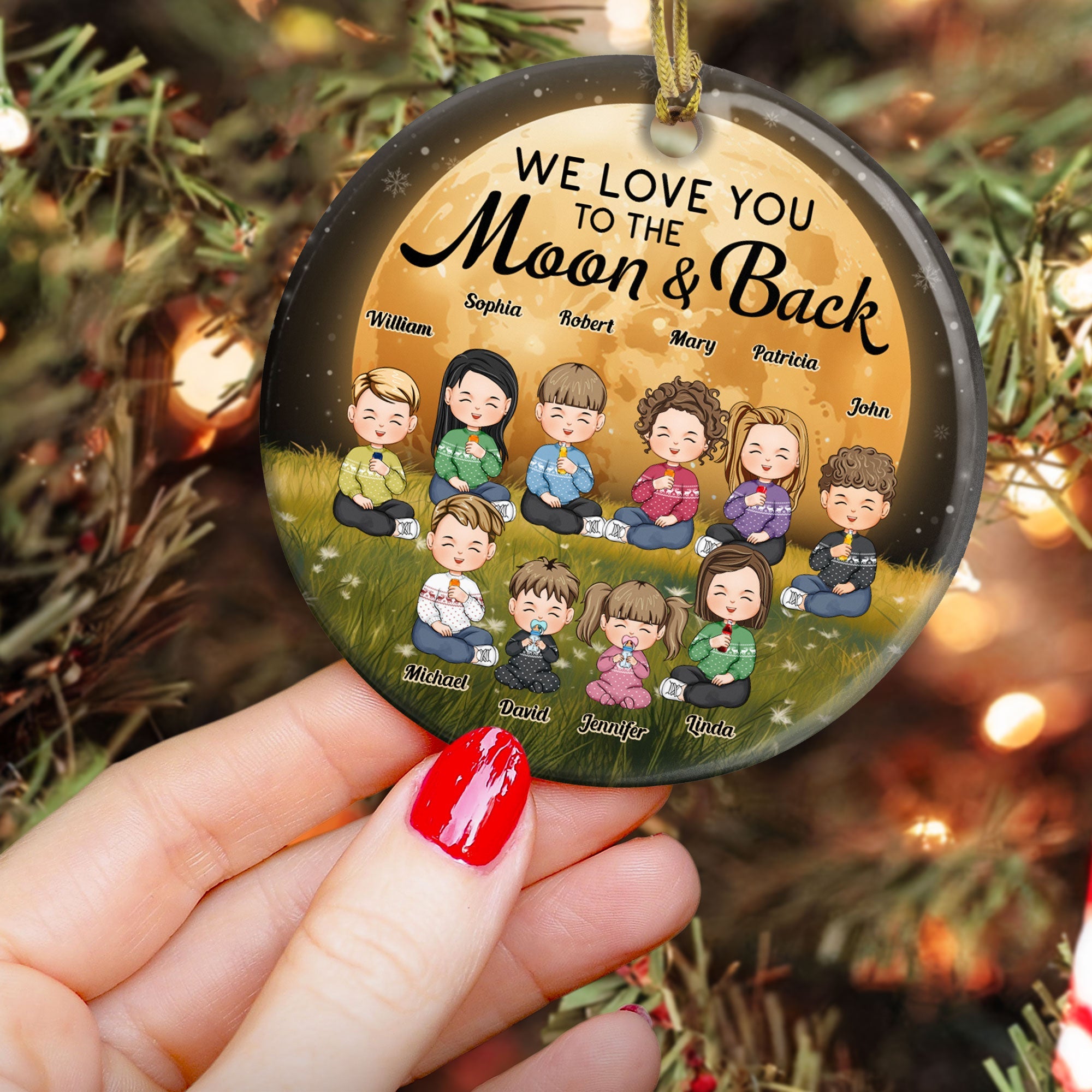 We Love You To The Moon And Back - Personalized Ceramic Ornament