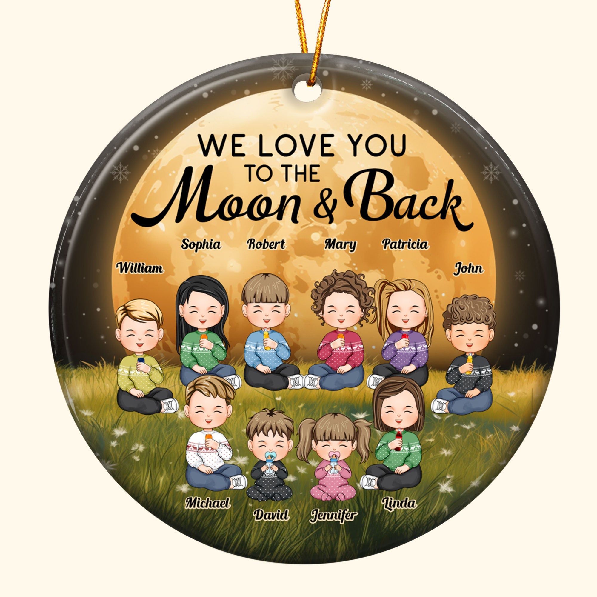 We Love You To The Moon And Back - Personalized Ceramic Ornament