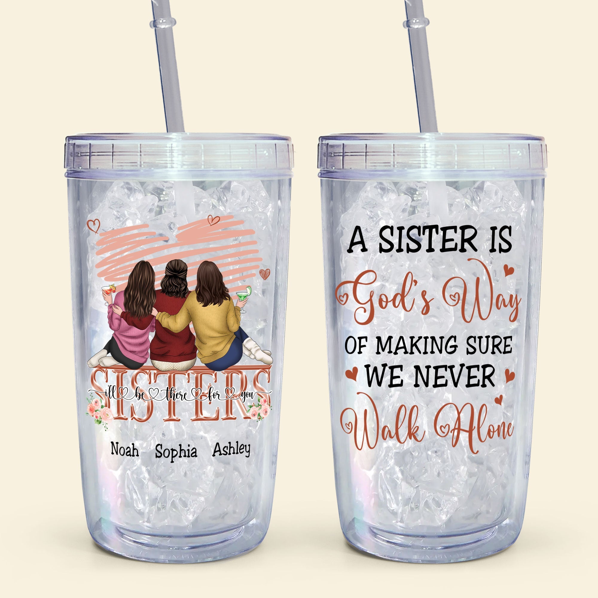 We Never Walk Alone - Personalized Acrylic Tumbler With Straw