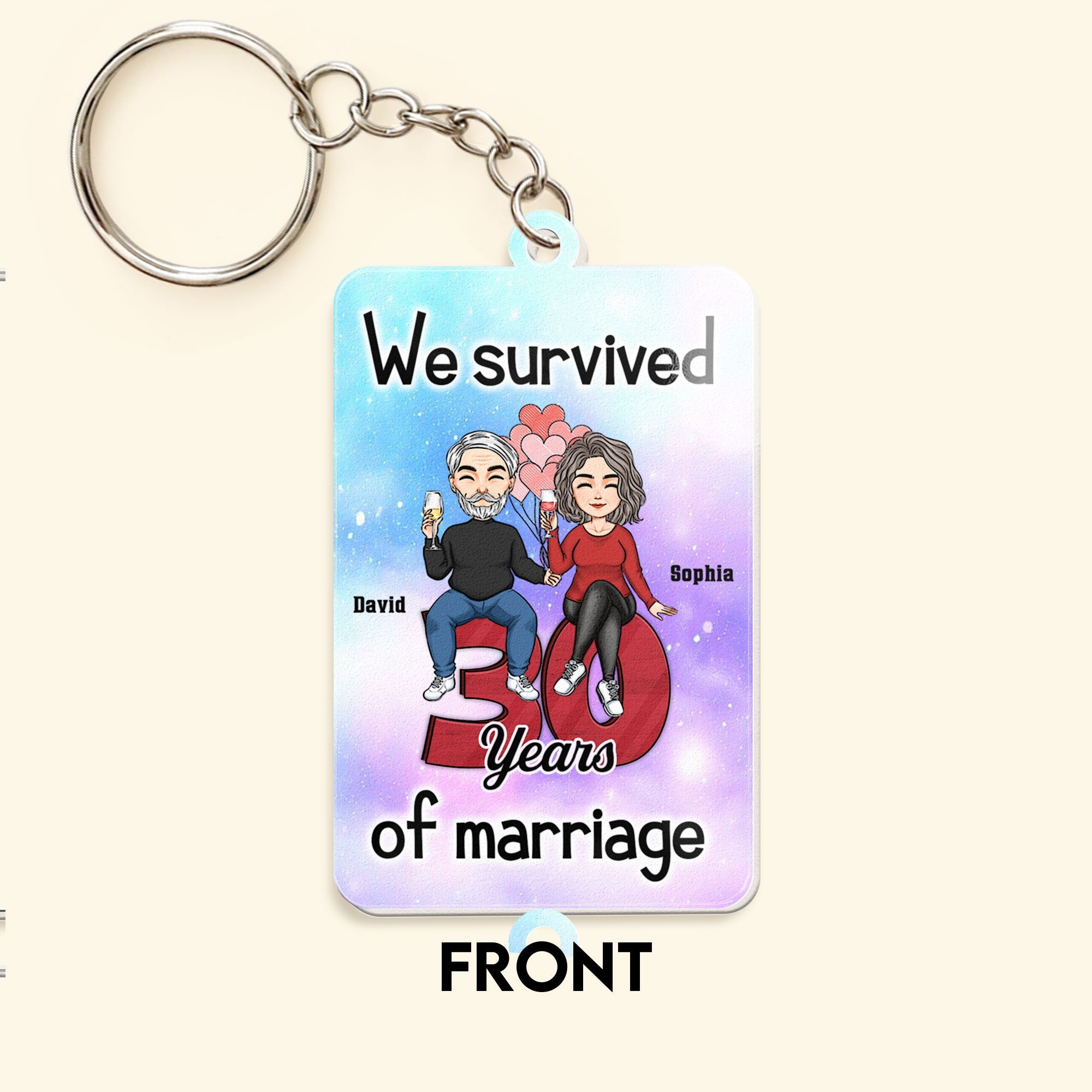 We Survived Many Years Of Marriage - Personalized Acrylic Keychain