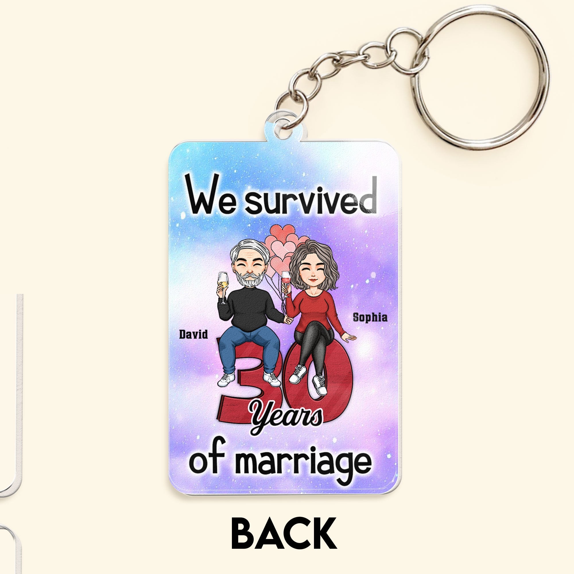 We Survived Many Years Of Marriage - Personalized Acrylic Keychain