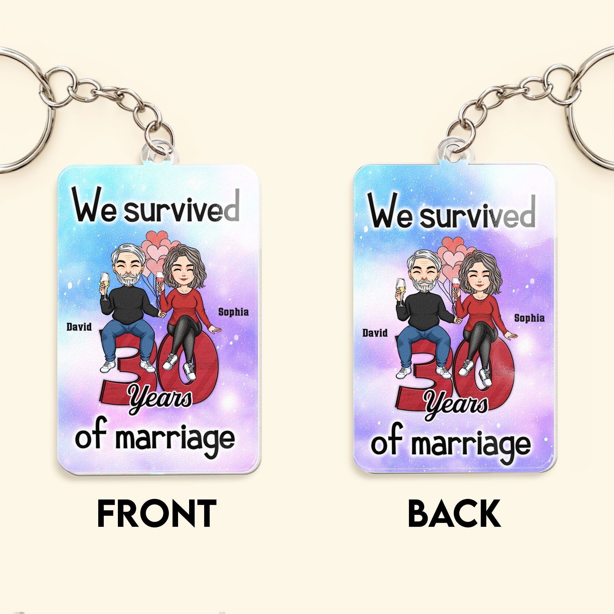 We Survived Many Years Of Marriage - Personalized Acrylic Keychain