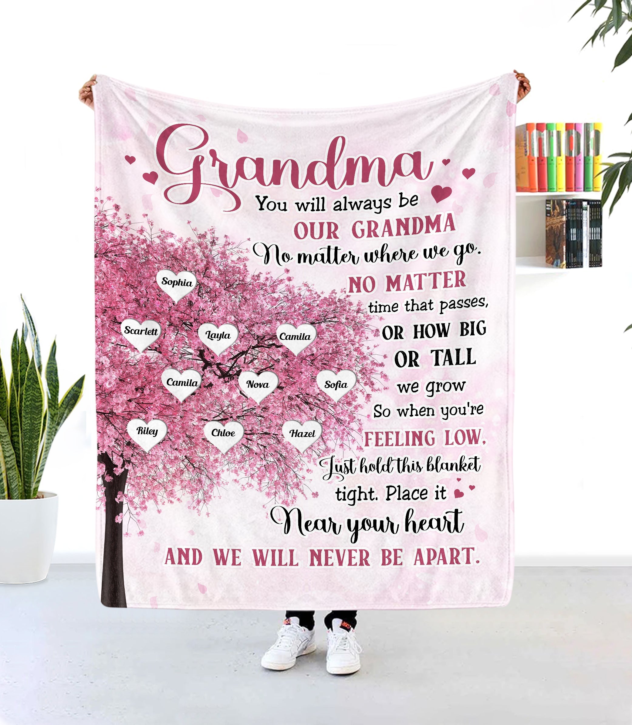 We Will Never Be Apart Grandma - Personalized Blanket - Birthday Mother's Day Gift For Mom, Grandma, Nana