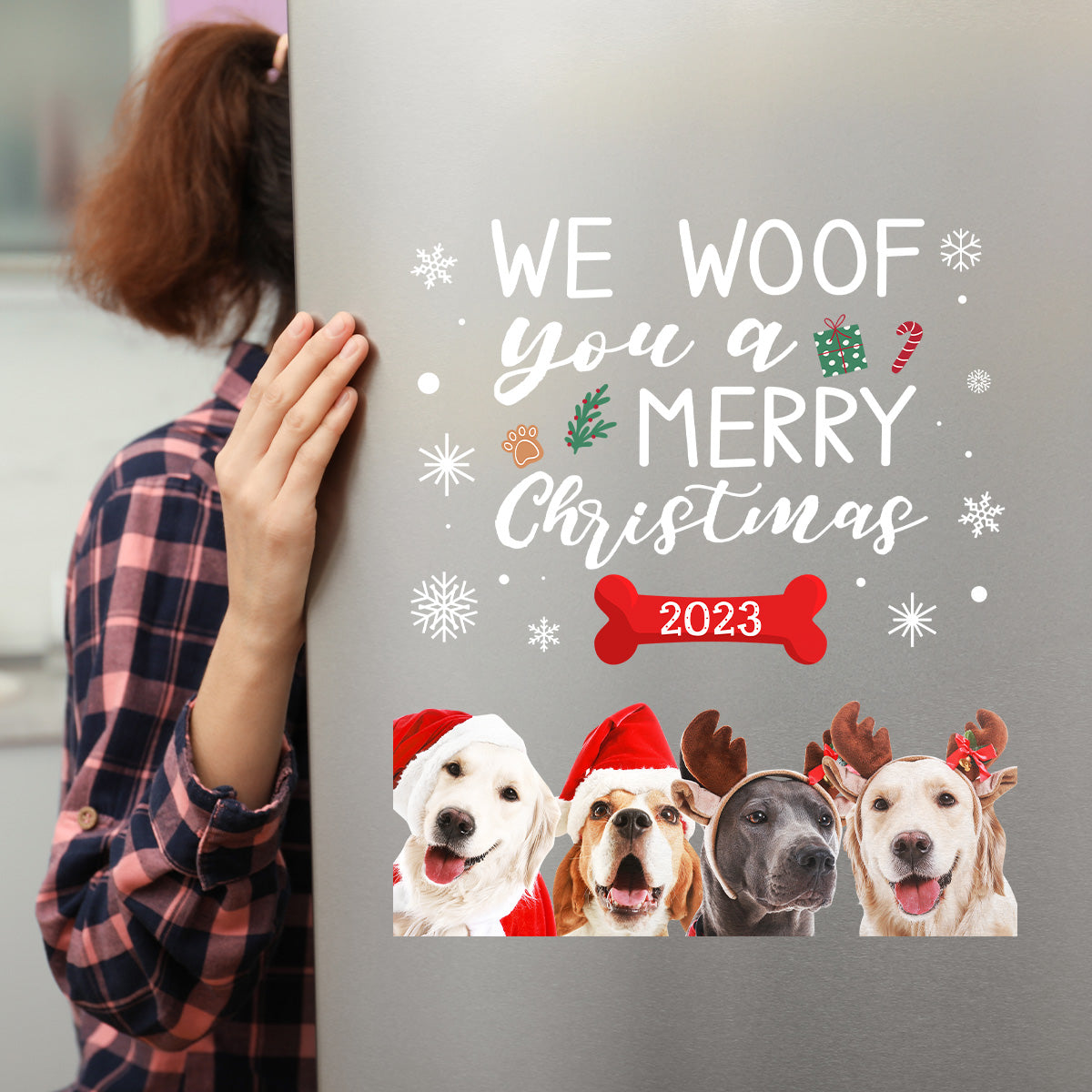 We Woof You A Merry Christmas Dogs - Personalized Photo Decal