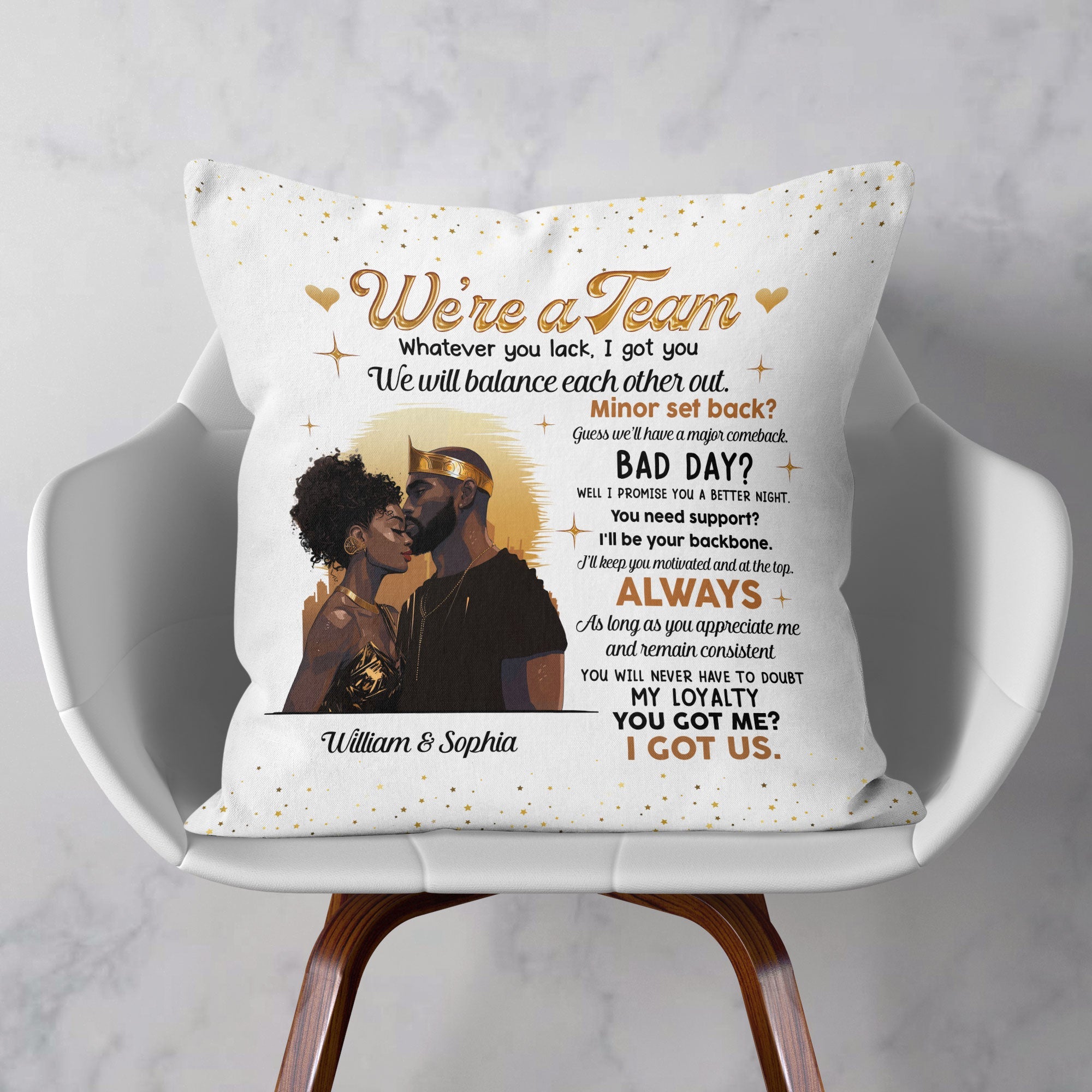 We're A Team I Got Us Black African Couple - Personalized Pillow (Insert Included)