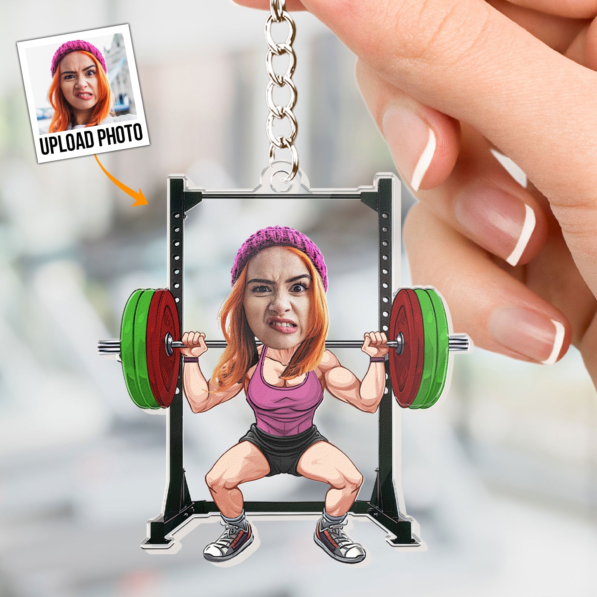 Weight Lifting Custom Photo - Personalized Acrylic Photo Keychain