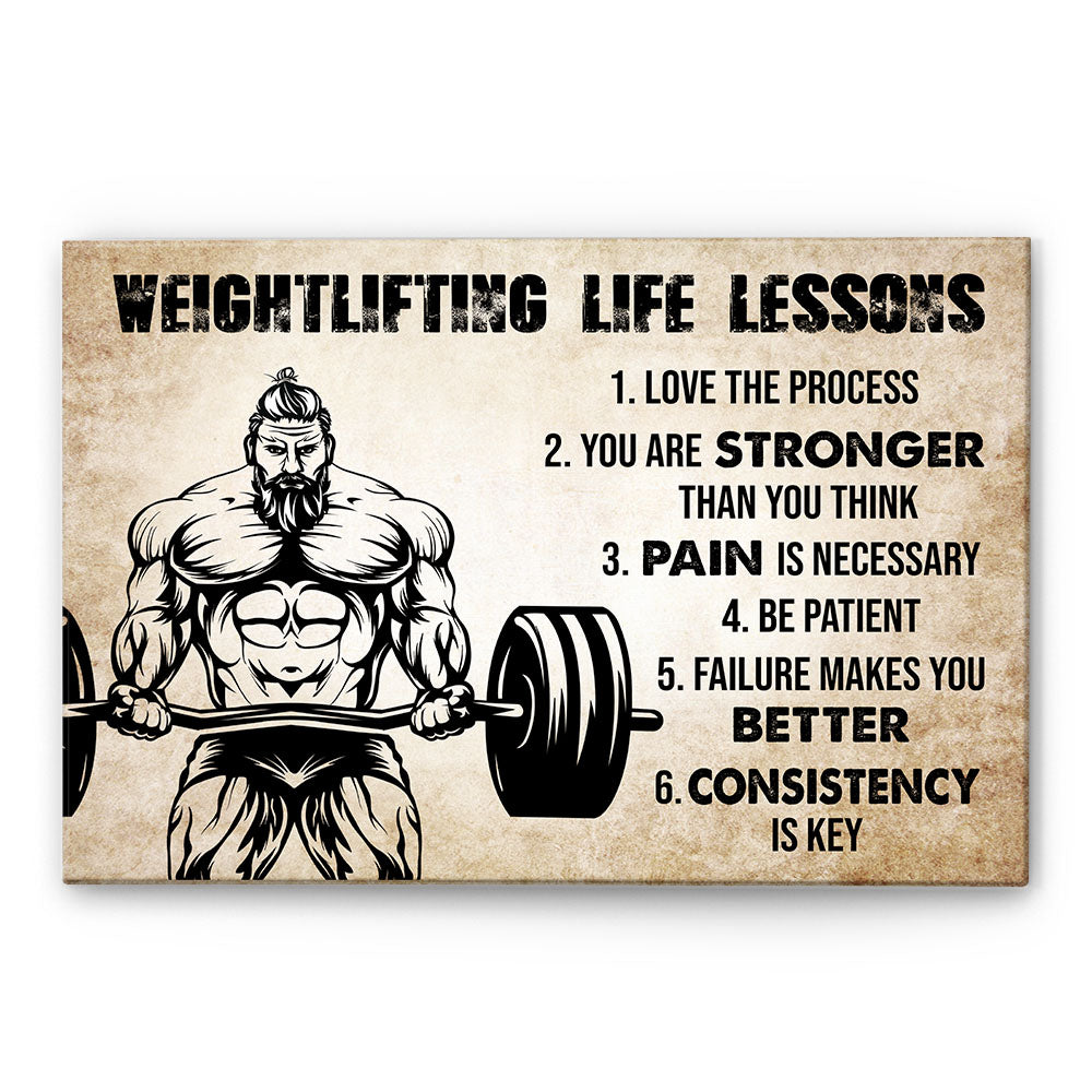 Weightlifting Life Lessons - Personalized Poster/Wrapped Canvas - Birthday  Gift For Gymer - Old Man Lifting