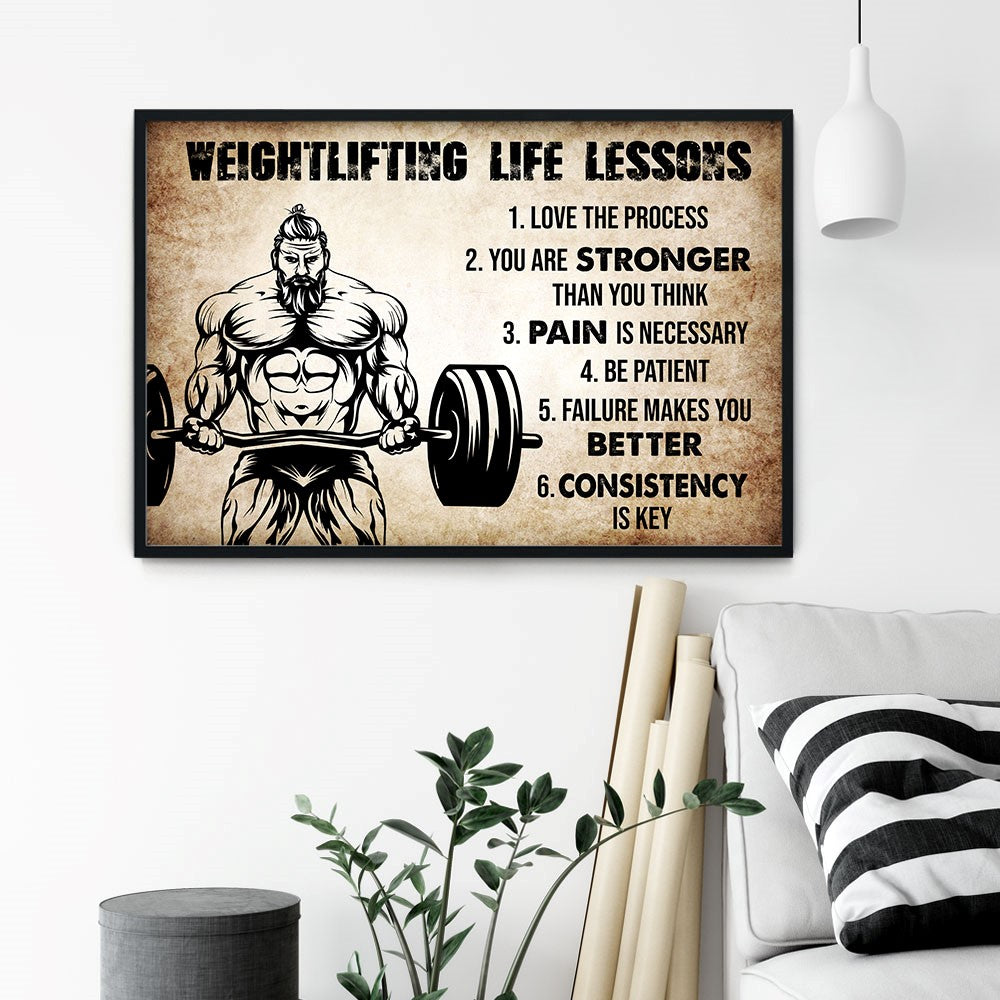 Weightlifting Life Lessons - Personalized Poster/Wrapped Canvas - Birthday  Gift For Gymer - Old Man Lifting