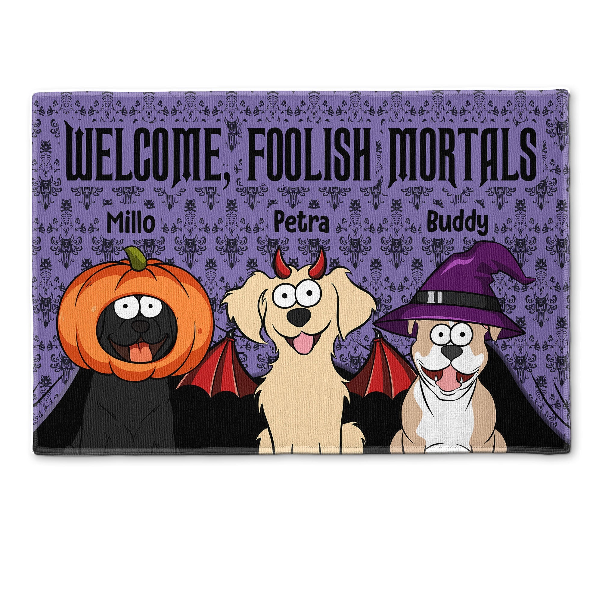 Welcome Foolish Mortals - Dog Version - Personalized Doormat