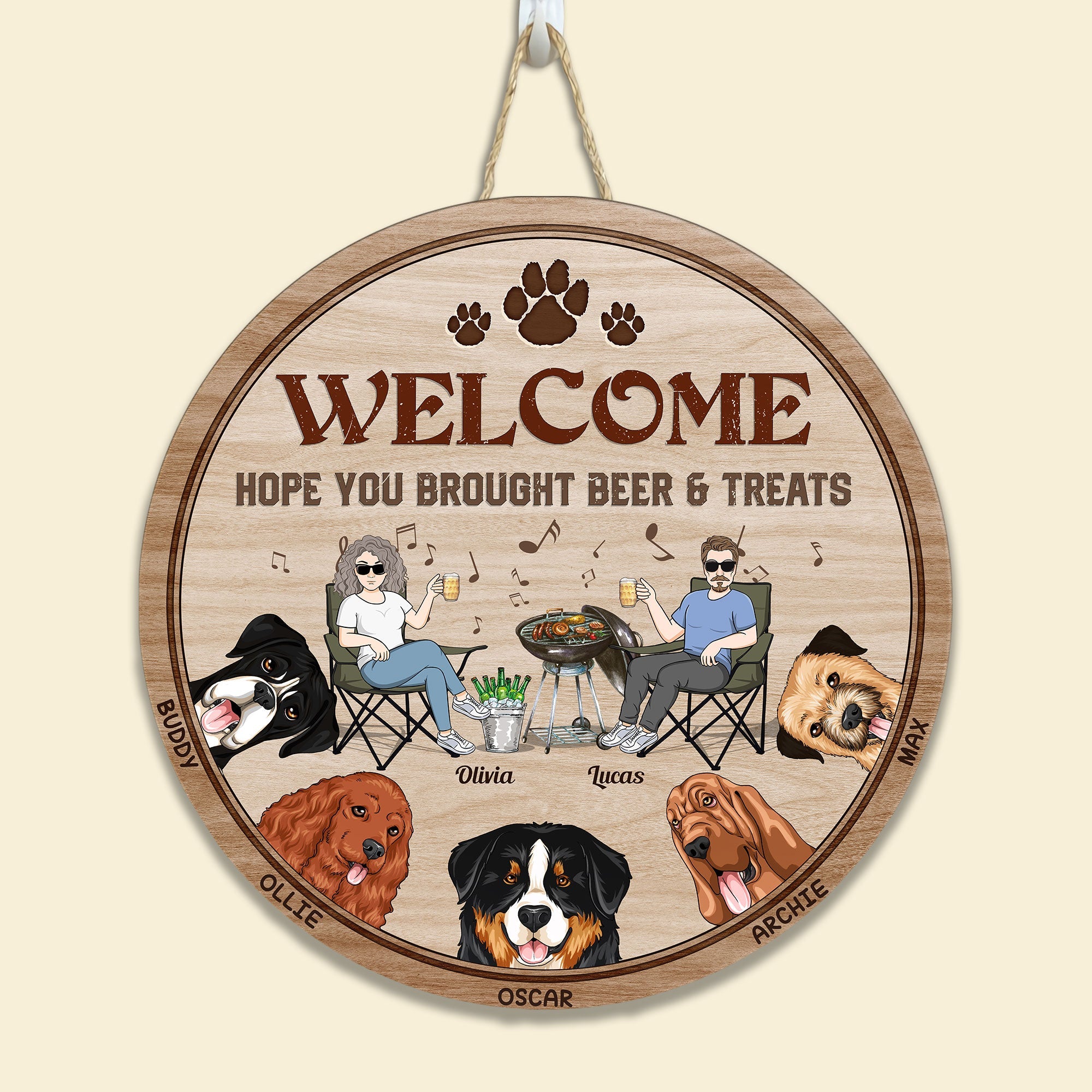 Welcome - Personalized Round Wood Sign