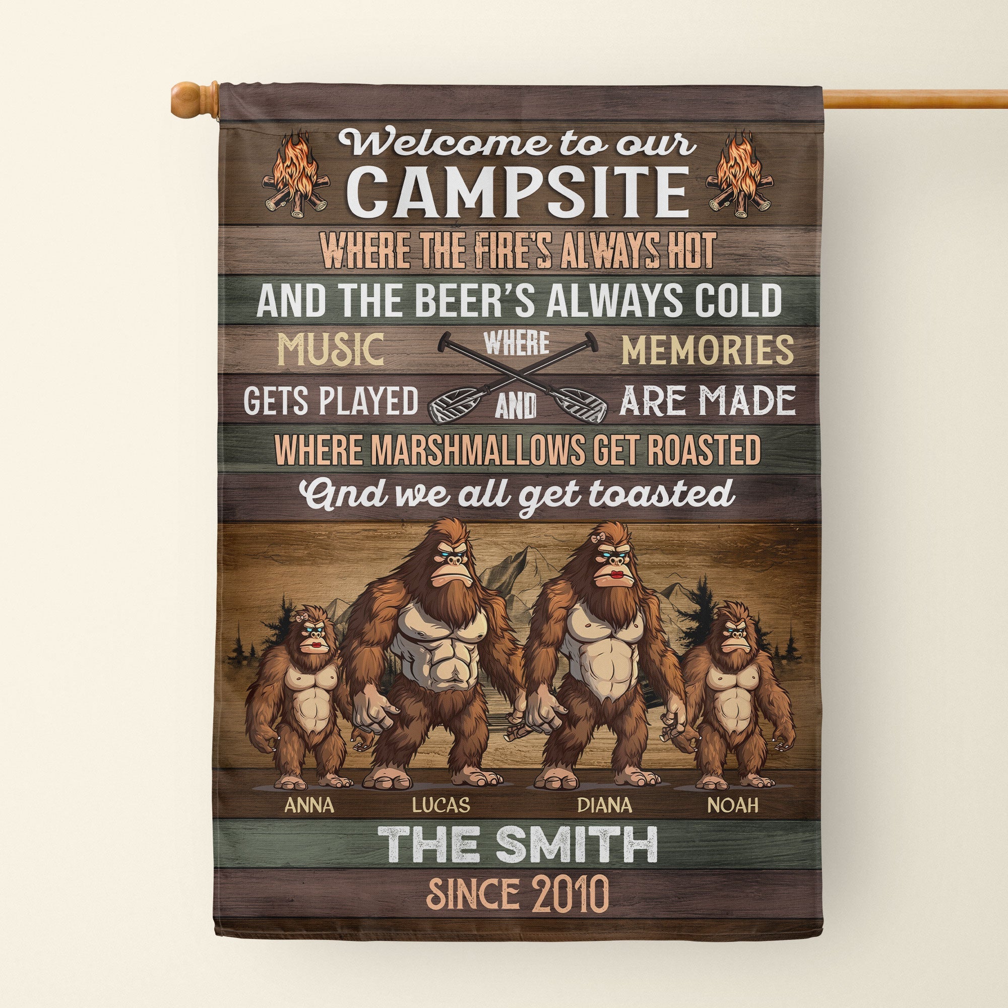 Welcome To Our Campsite - Personalized Flag