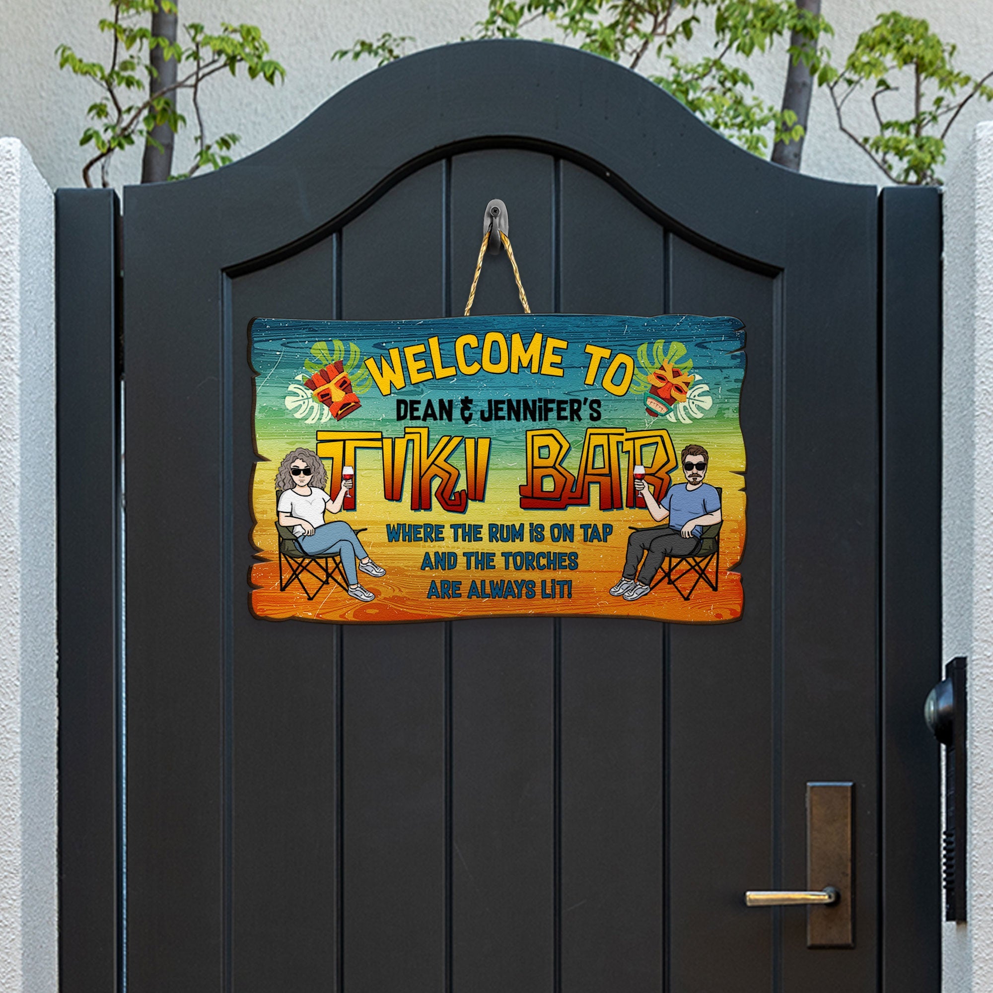 Welcome To Tiki Bar The Torches Are Always Lit - Personalized Custom Shaped Wood Sign