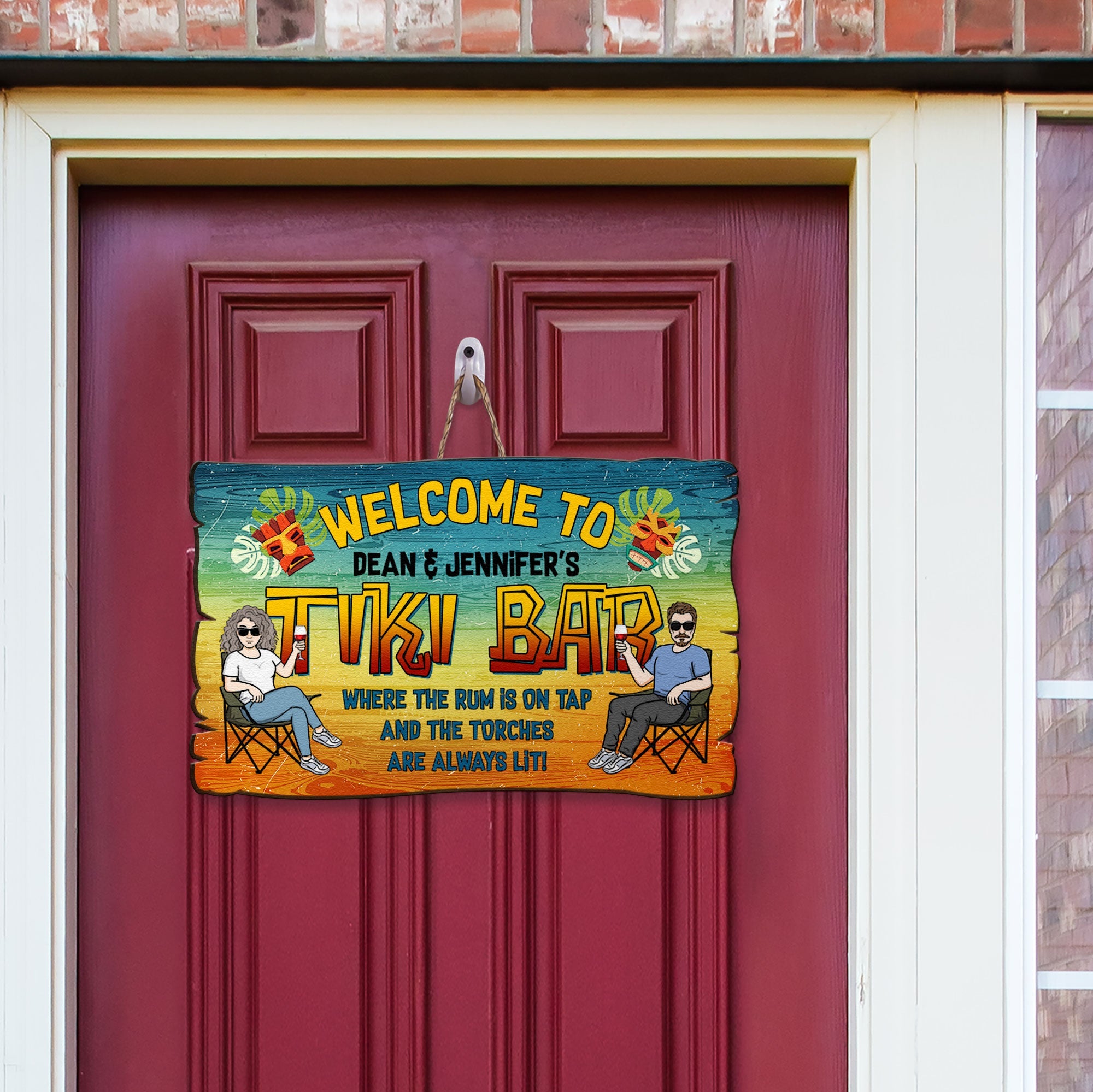 Welcome To Tiki Bar The Torches Are Always Lit - Personalized Custom Shaped Wood Sign