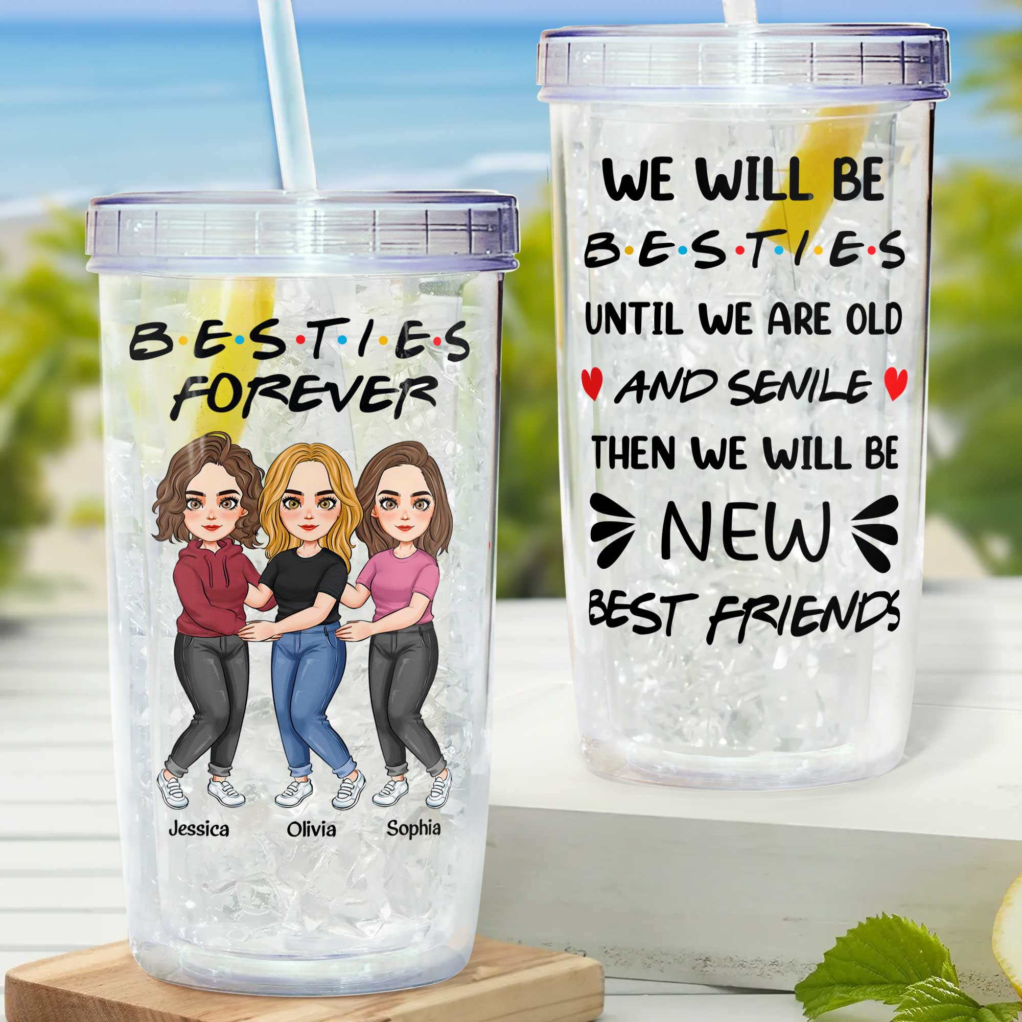 We'll Be New Besties - Personalized Acrylic Insulated Tumbler With Straw