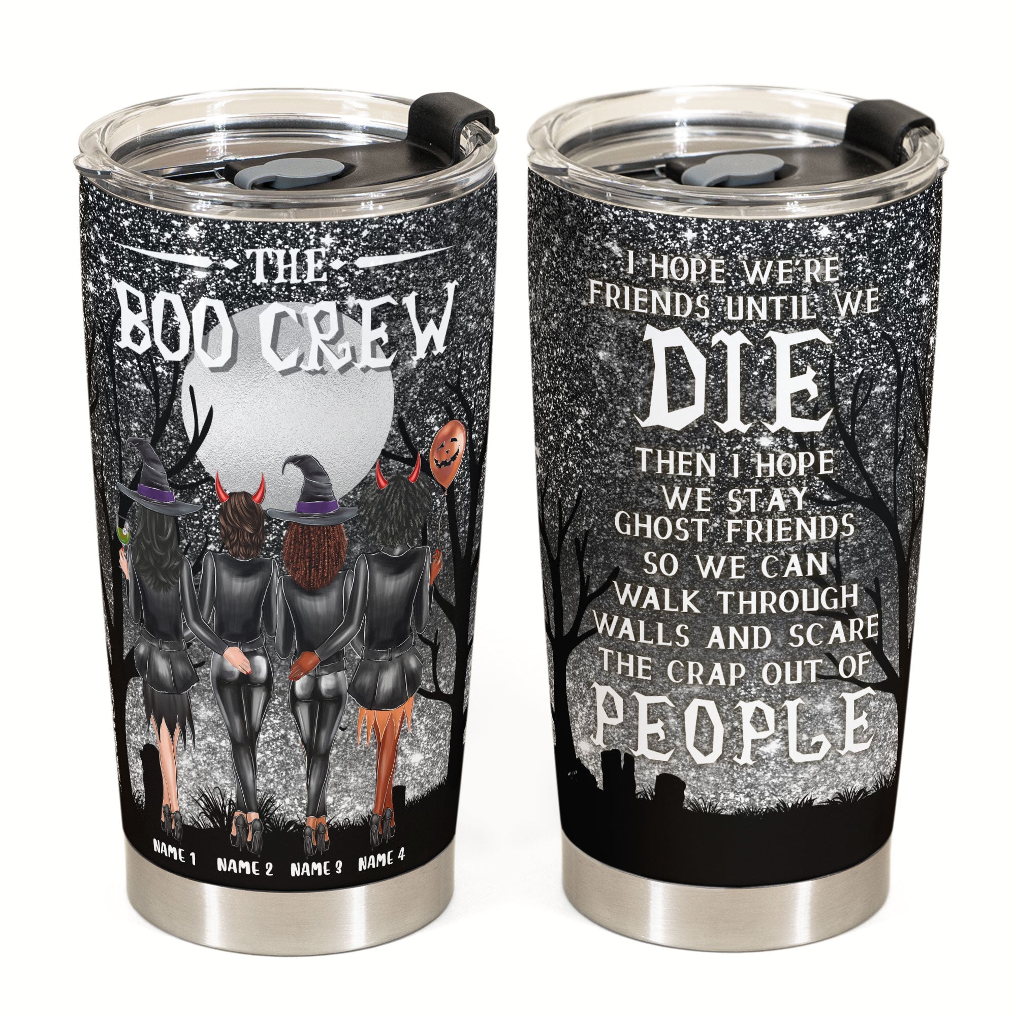 We're Friends Until We Die - Personalized Tumbler Cup - Halloween Gift For Besties - Devil Girls