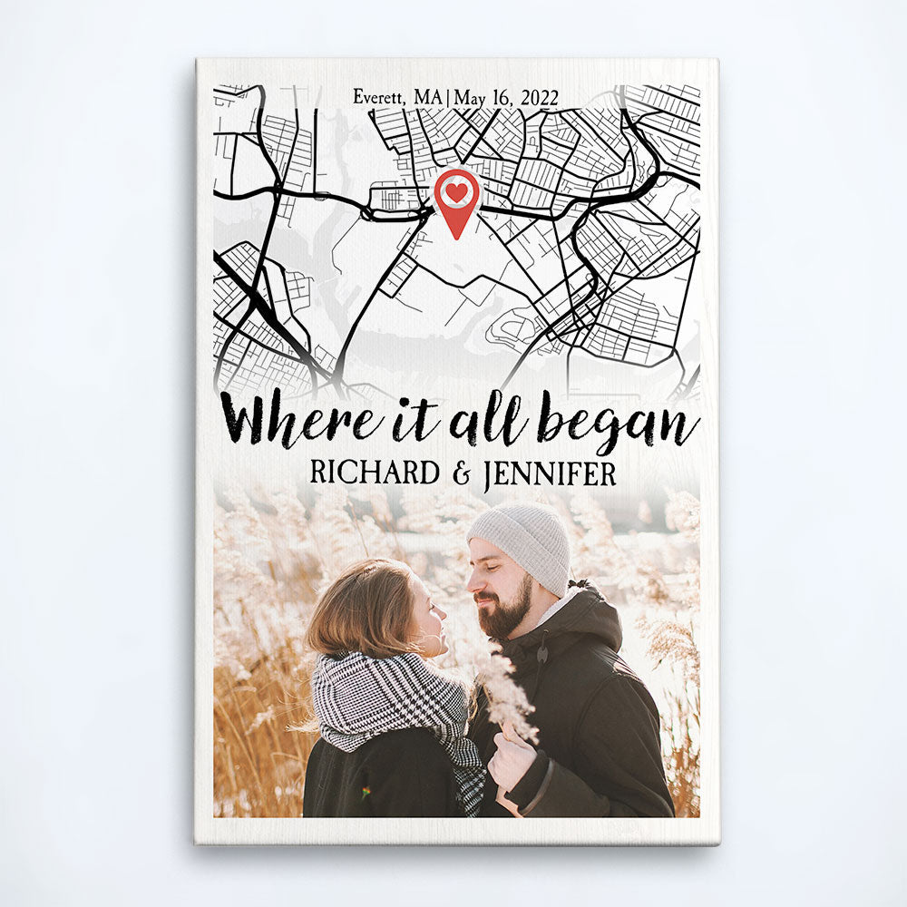 Where It All Began - Personalized Photo Wrapped Canvas - Anniversary For Her, Him