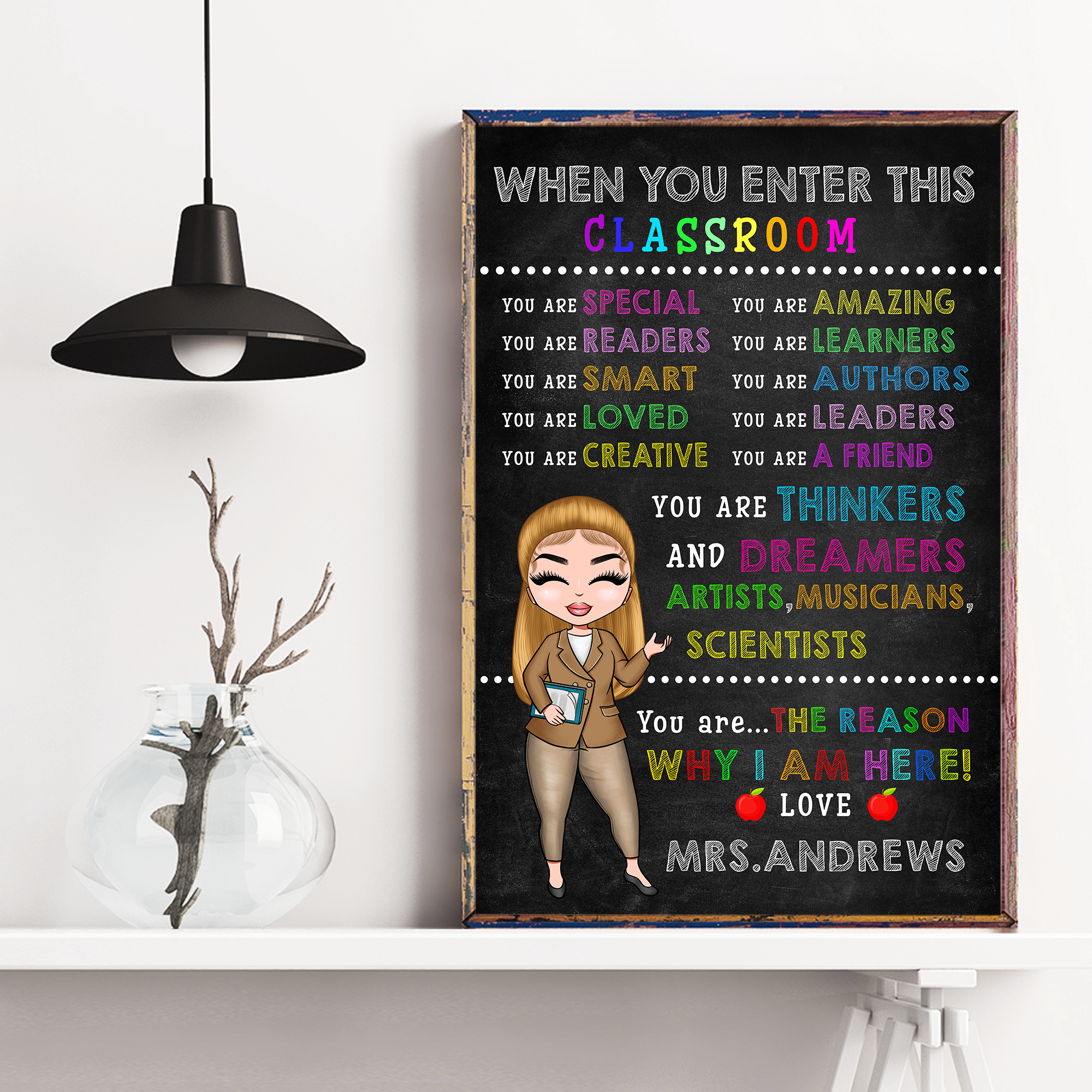 When You Enter This Classroom - Personalized Poster/Canvas -  Gift For Teacher - Cartoon Teacher