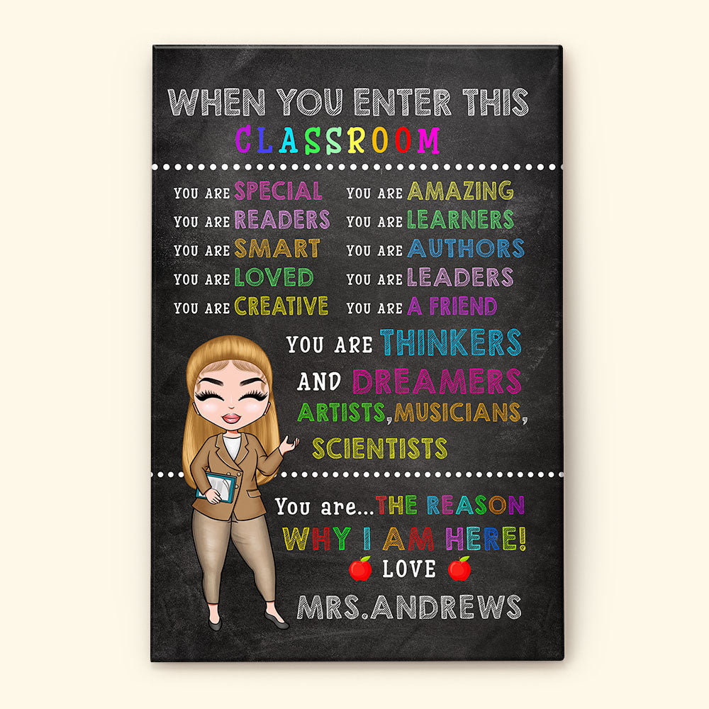 When You Enter This Classroom - Personalized Poster/Canvas -  Gift For Teacher - Cartoon Teacher