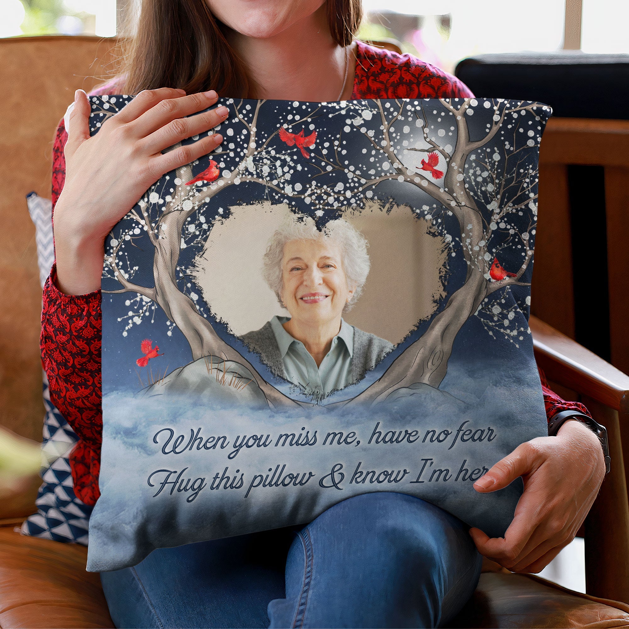 When You Miss Me Have No Fear Memorial Gift - Personalized Photo Pillow