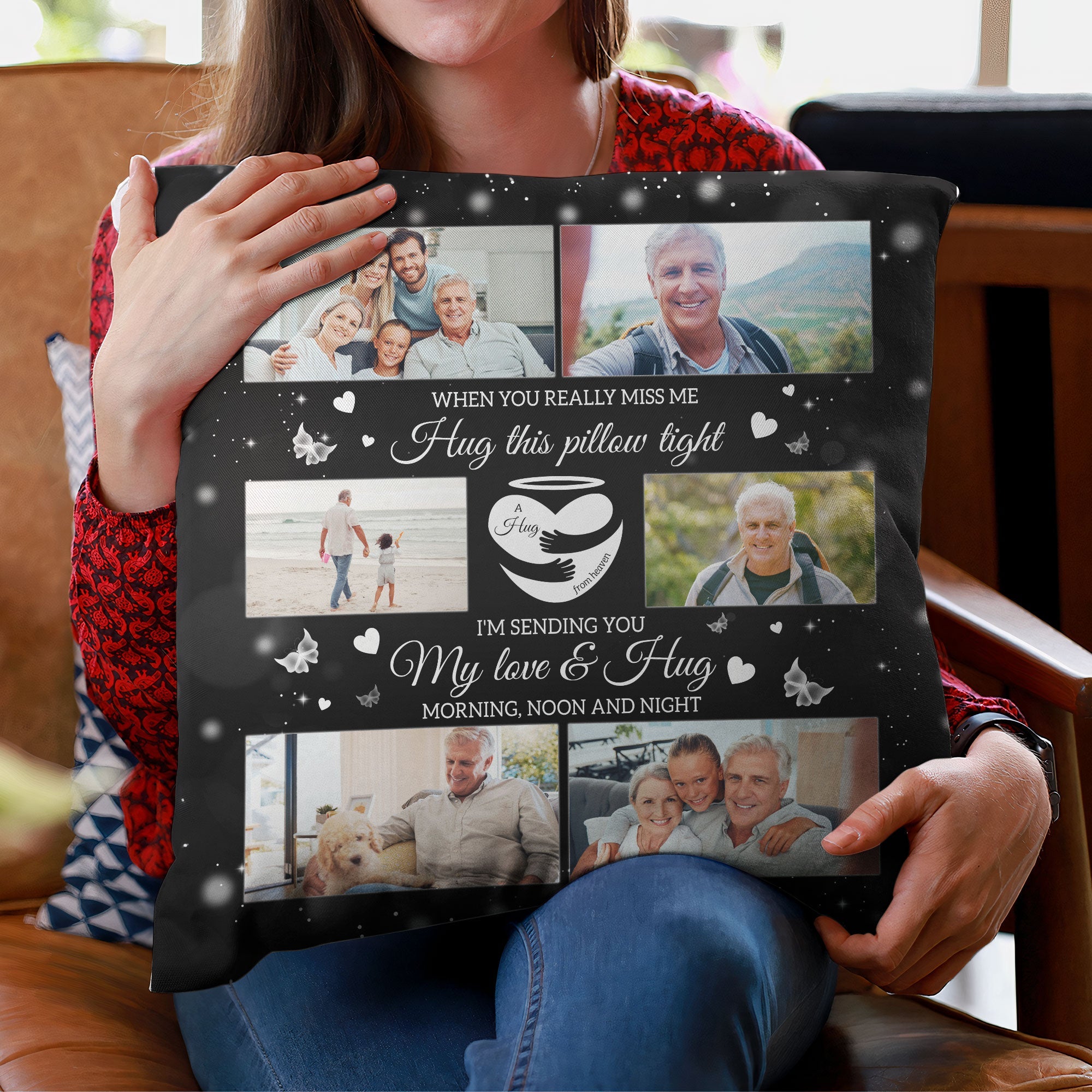 When You Miss Me Hug This Pillow - Personalized Photo Pillow