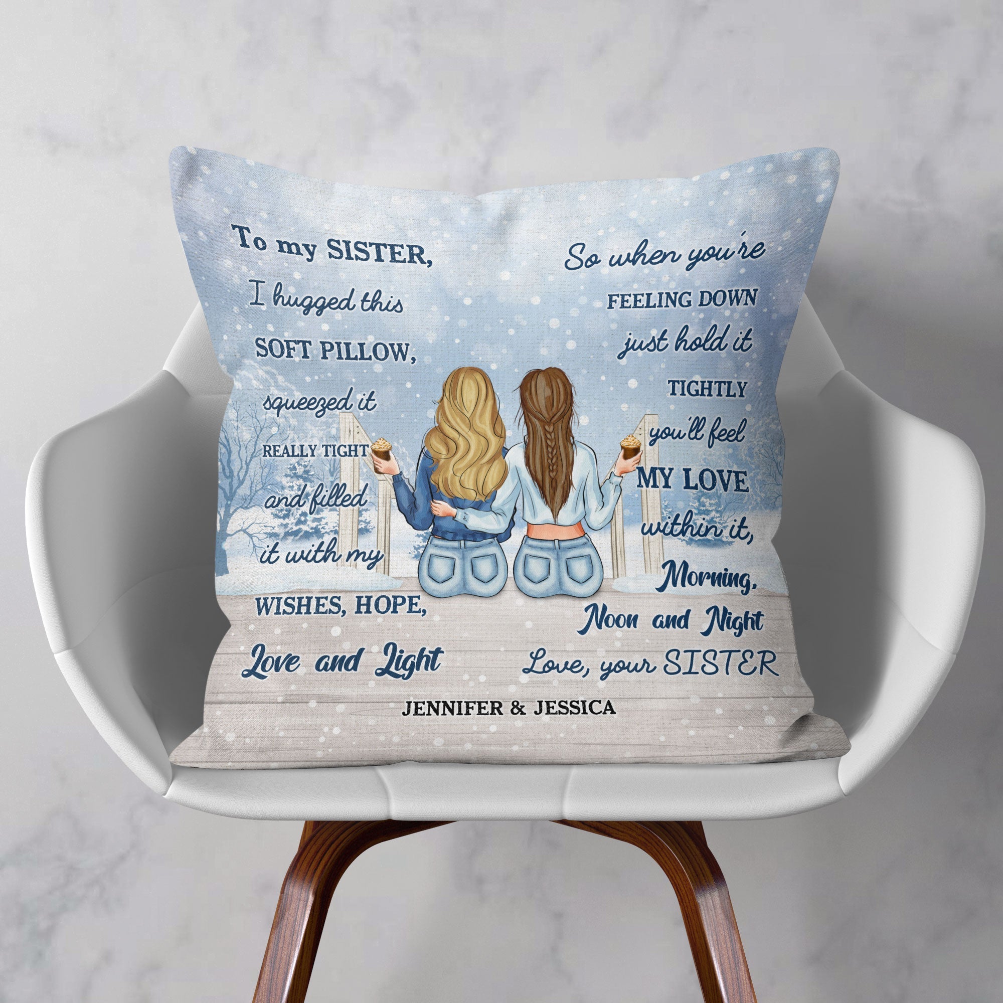 When You're Feeling Down Just Hold It Tightly - Personalized Pillow (Insert Included) - Christmas, New Year Gift For Sisters, Sistas, Besties, Soul Sisters