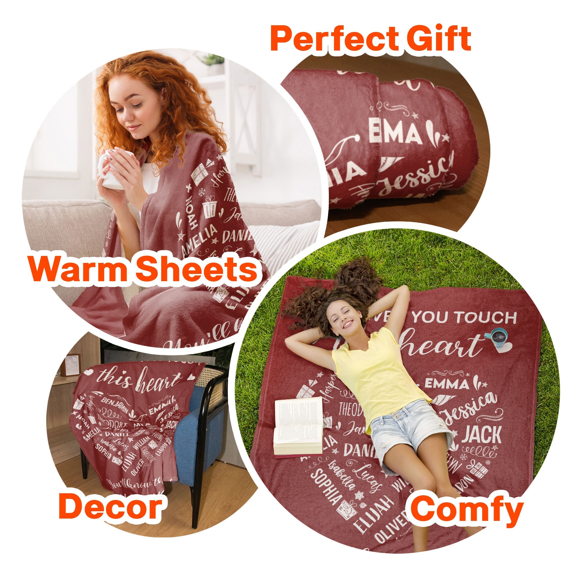 Whenever You Touch This Heart You'll Know That We Love You - Personalized Blanket