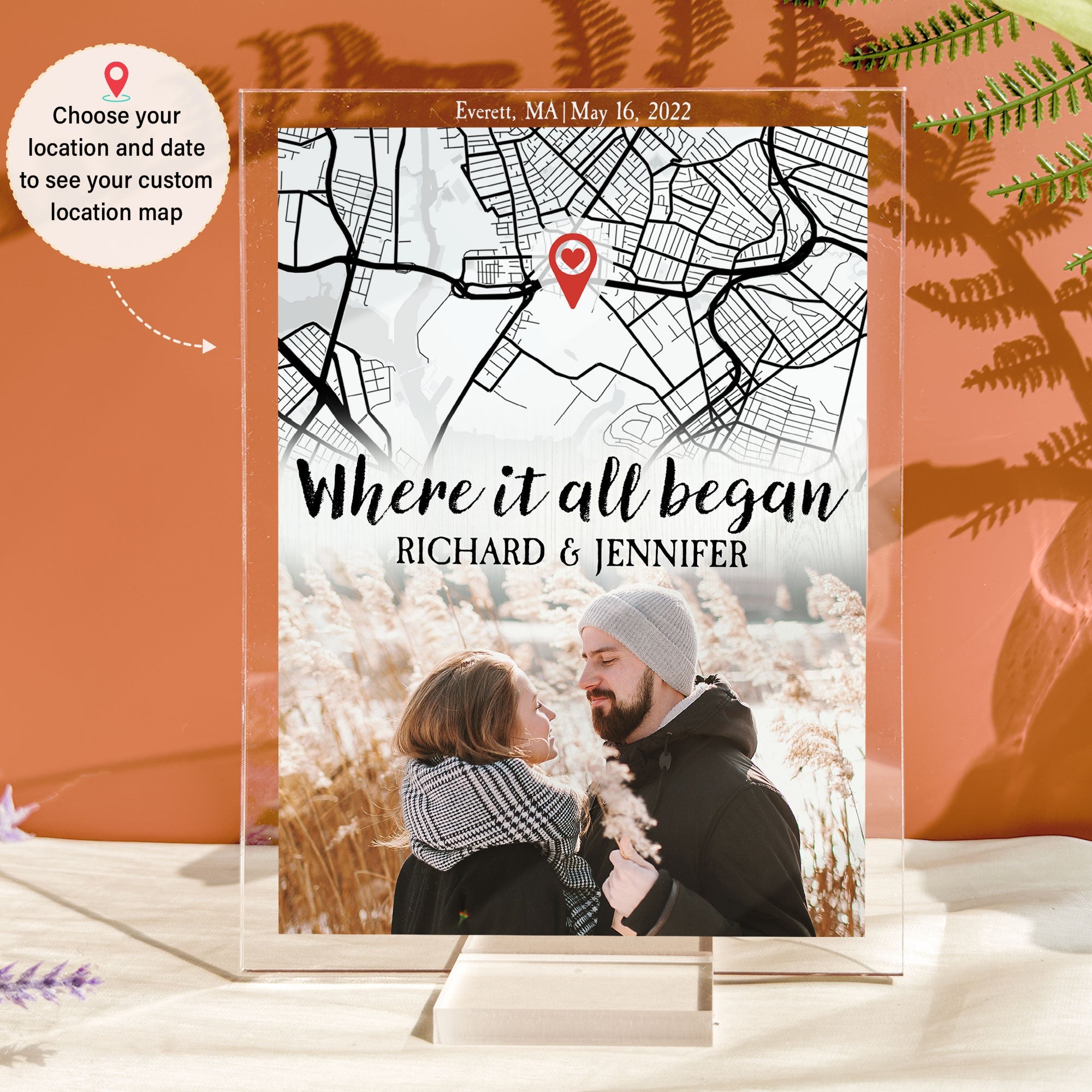 Where It All Began Location Map - Personalized Acrylic Photo Plaque