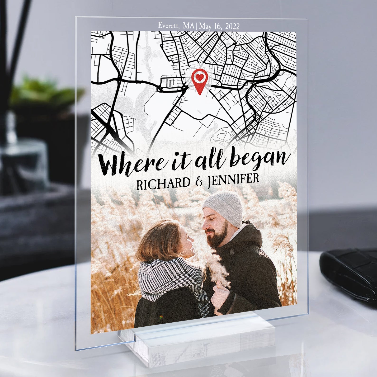 Where It All Began Location Map - Personalized Acrylic Photo Plaque