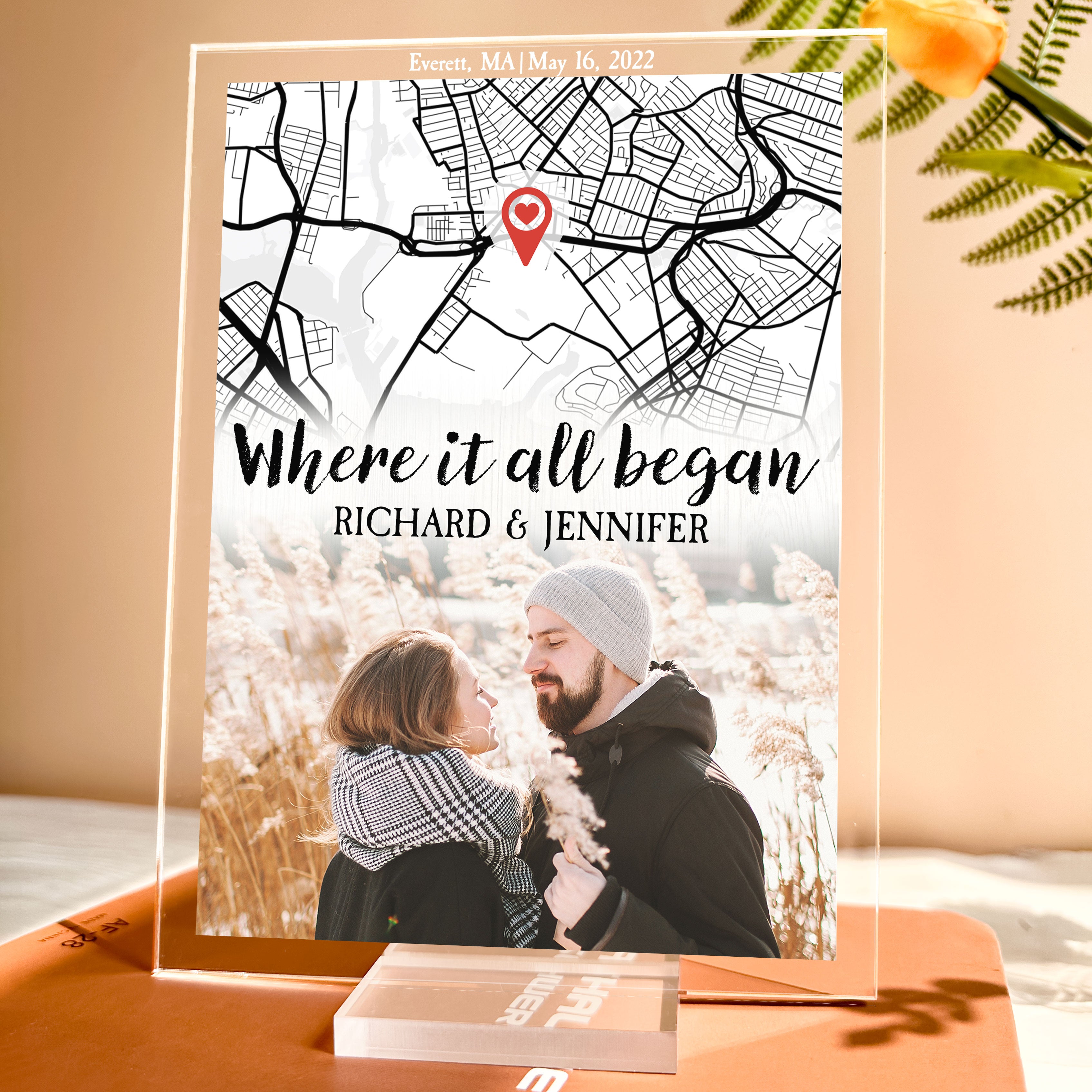 Where It All Began Location Map - Personalized Acrylic Photo Plaque