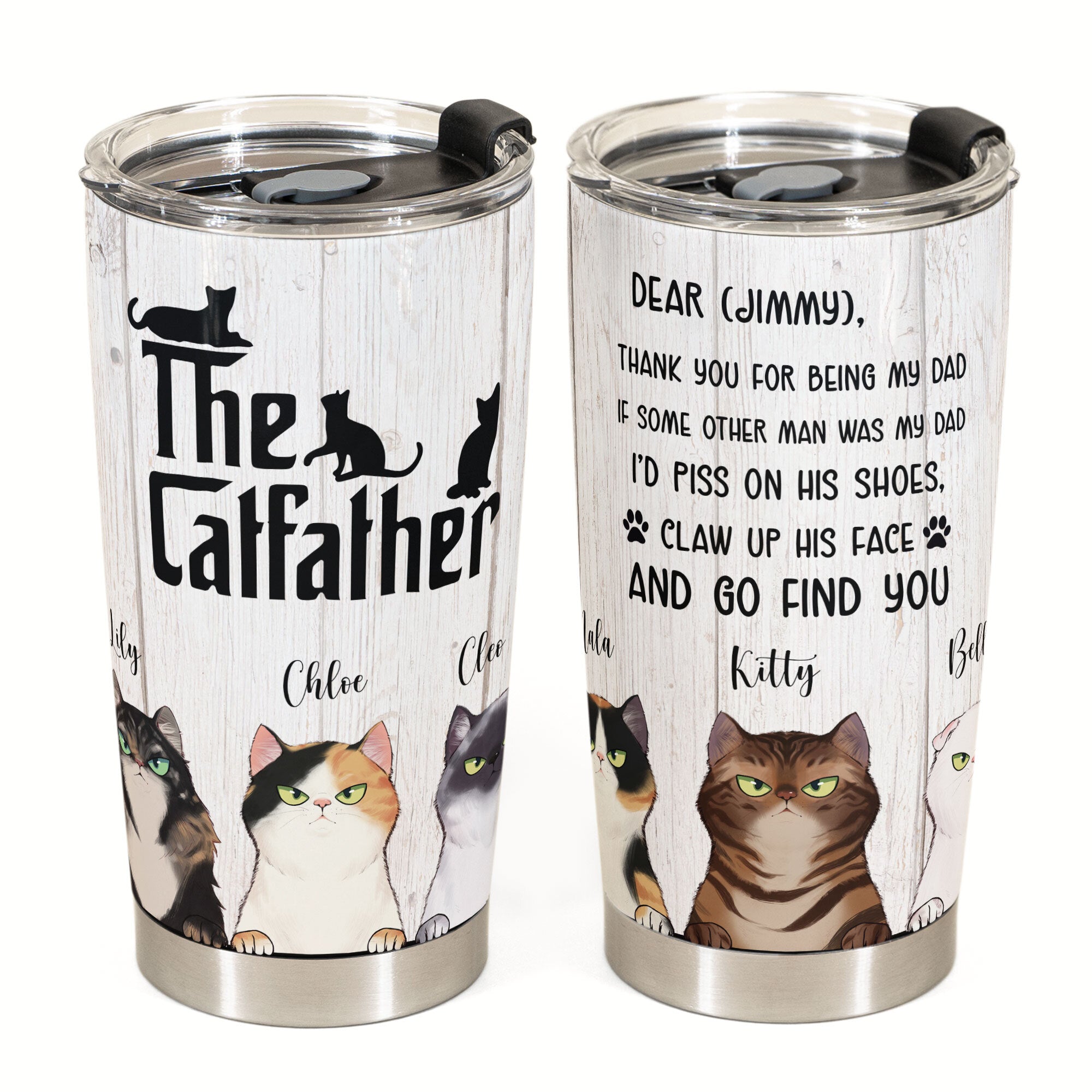 Thank You For Being Our Dad  - Personalized Tumbler Cup - Gift For Cat Dad