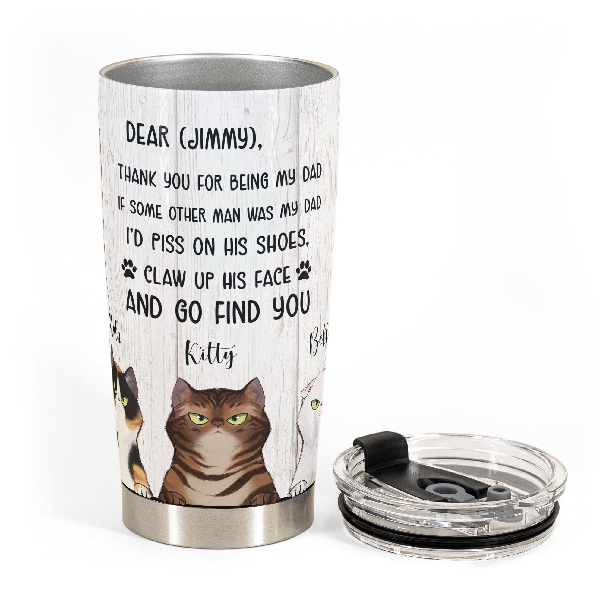 Thank You For Being Our Dad  - Personalized Tumbler Cup - Gift For Cat Dad