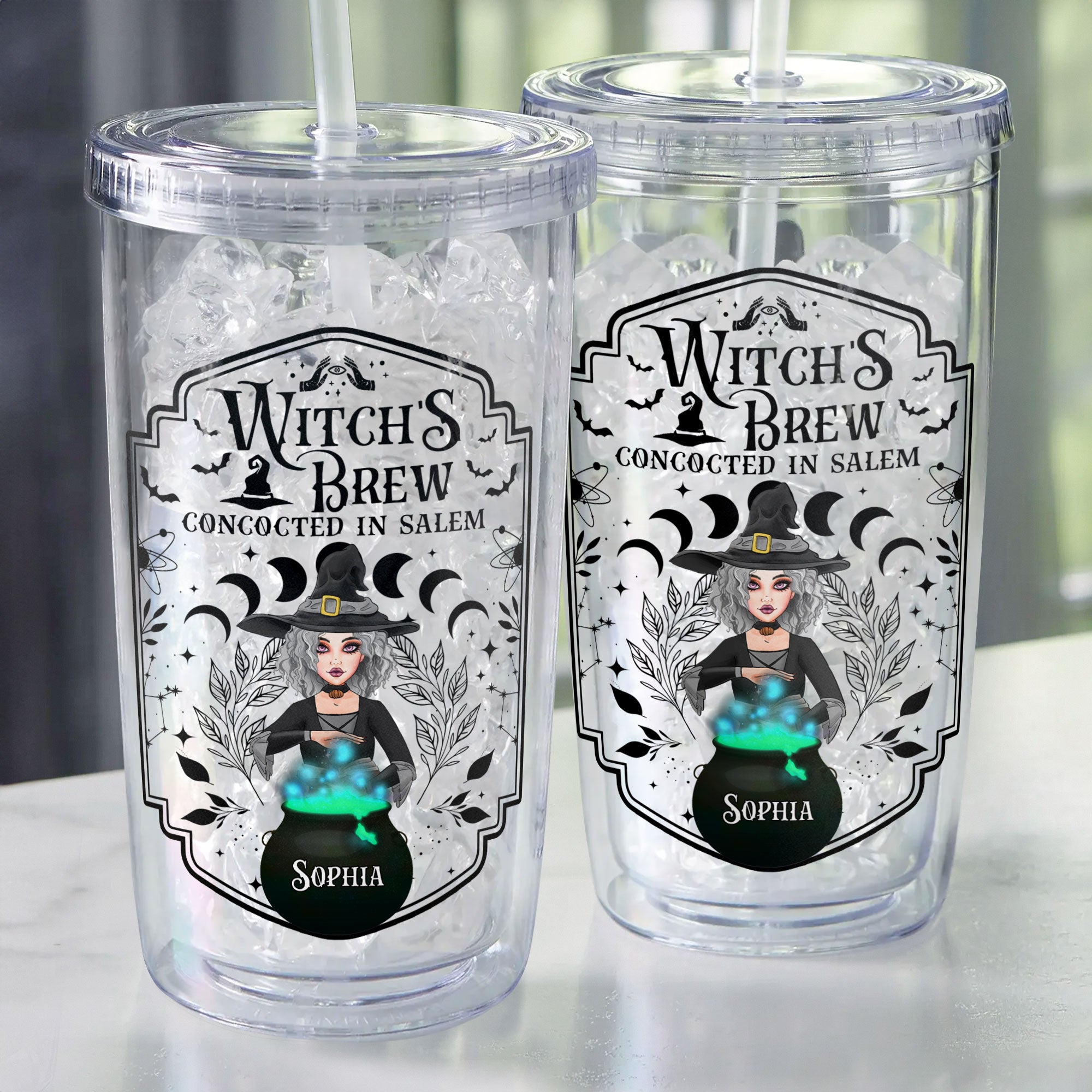 Witch Brew Concocted In Salem - Personalized Acrylic Tumbler With Straw