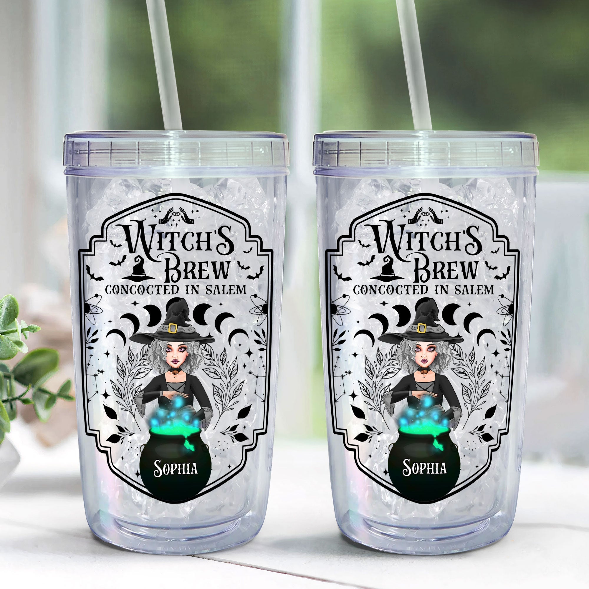 Witch Brew Concocted In Salem - Personalized Acrylic Tumbler With Straw