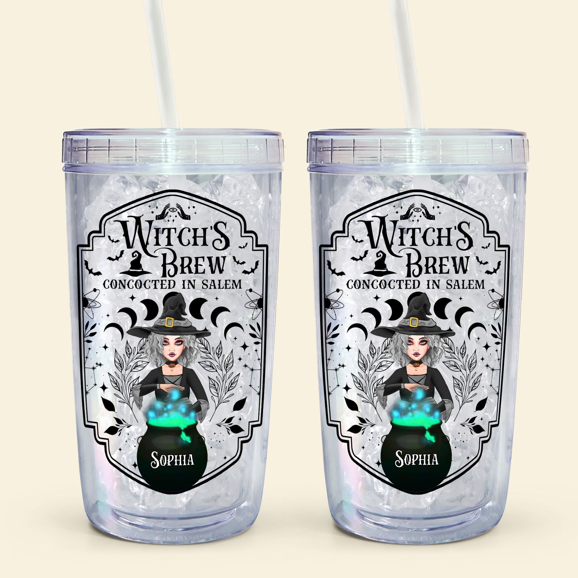 Witch Brew Concocted In Salem - Personalized Acrylic Tumbler With Straw