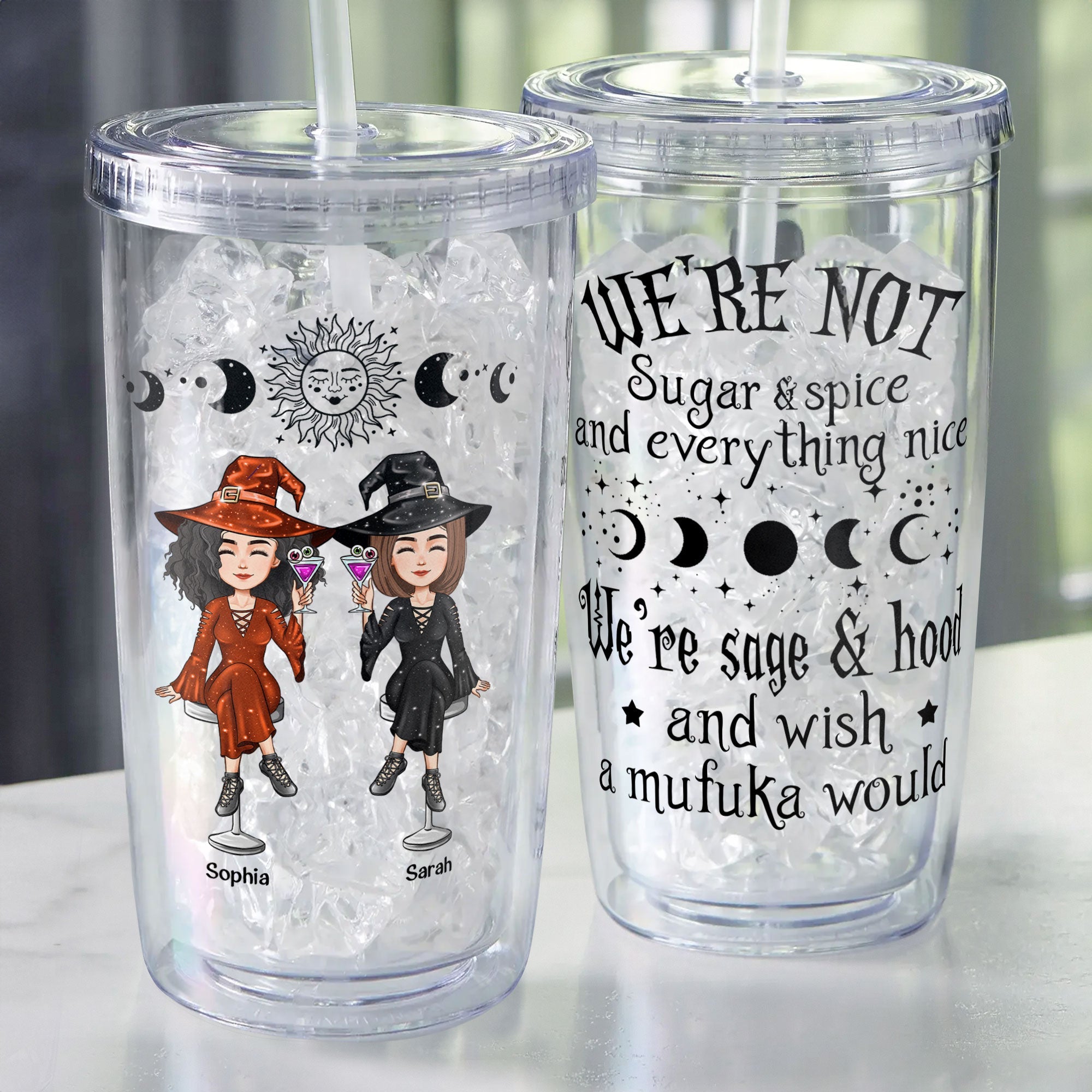 Witch Friends - Personalized Acrylic Insulated Tumbler With Straw